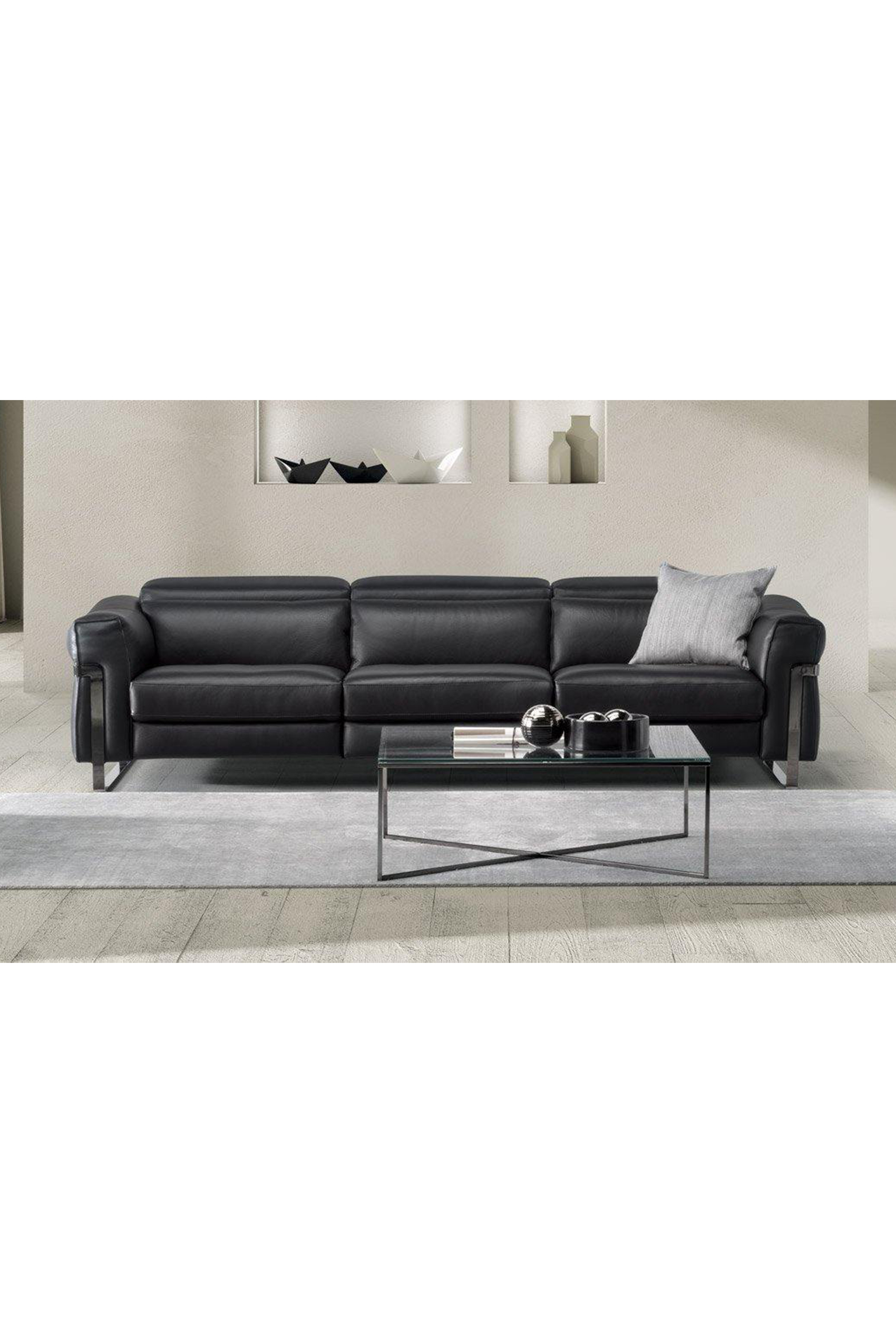 Cameri Leather Sofa with Dual Recliner