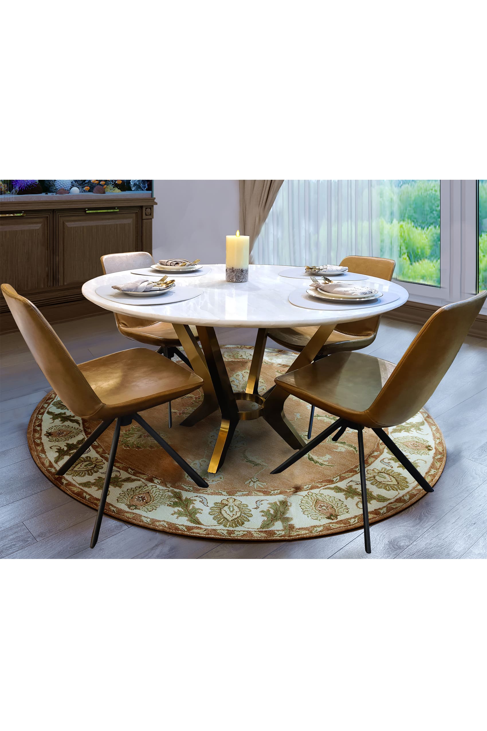Carmelo Round Natural Marble Ice Jade Dining Table