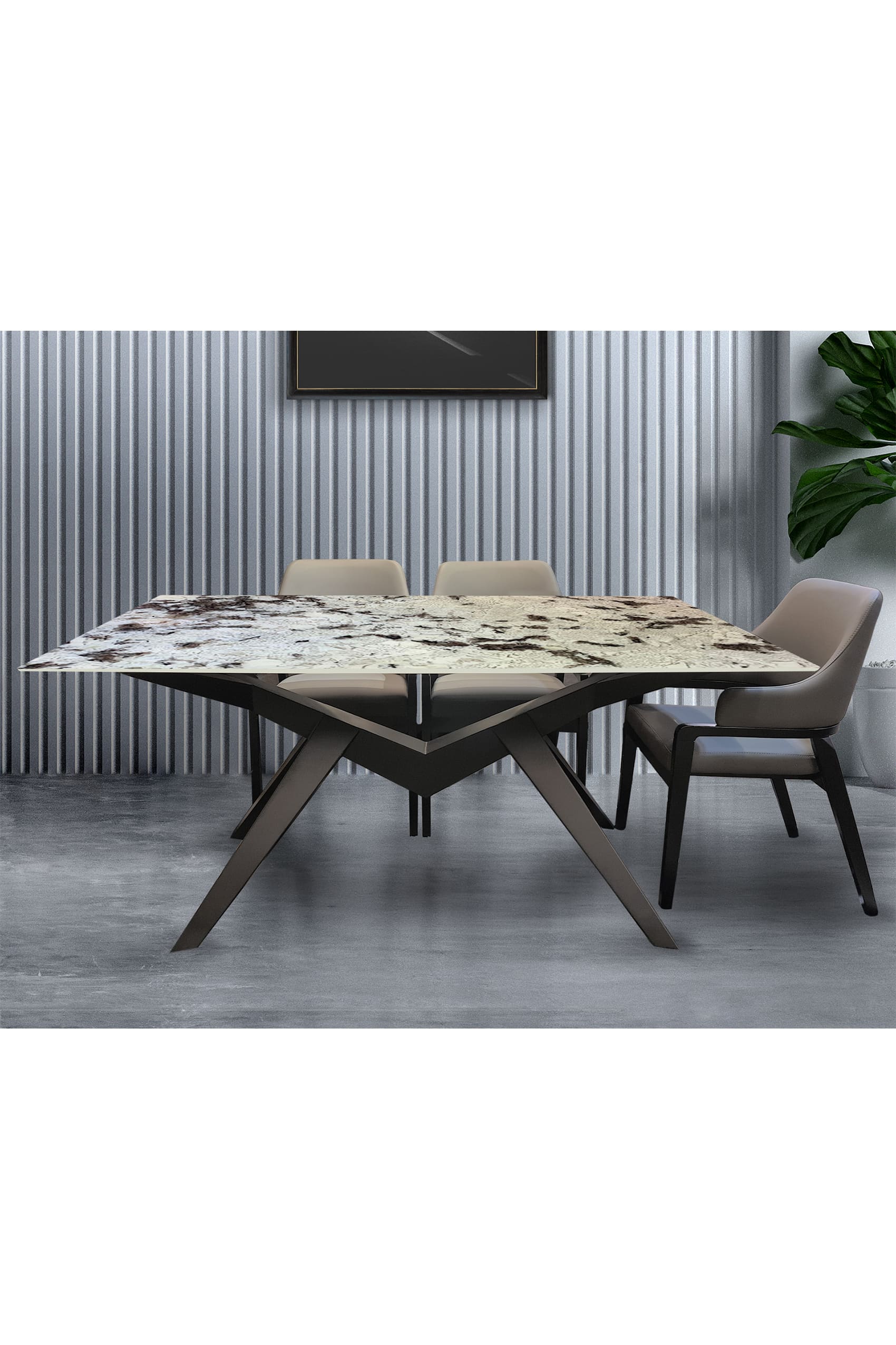 Cavalletto Natural Marble Alpinus White Top Dining Table