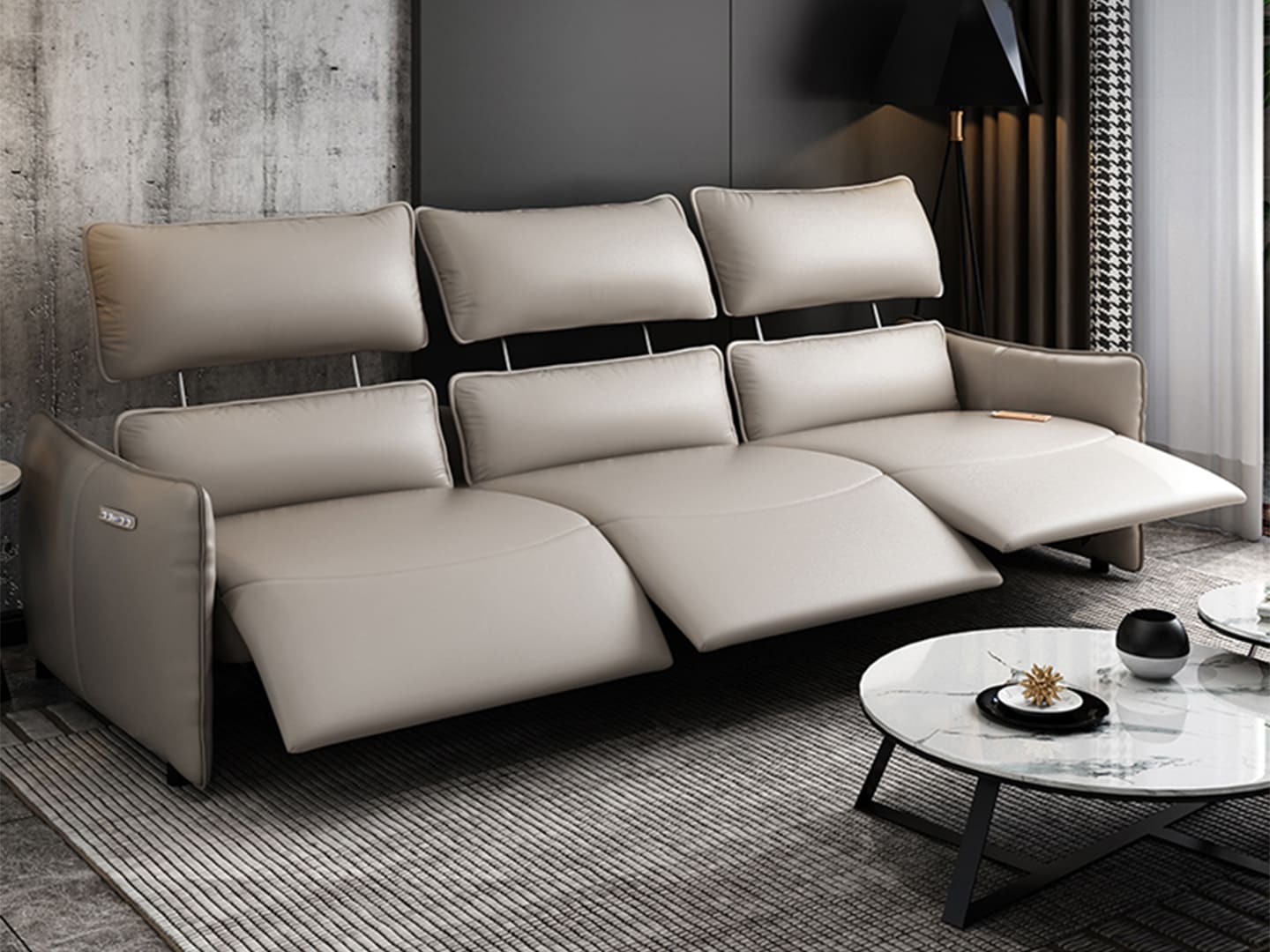 Fardella Leather Electric Recliner Sofa