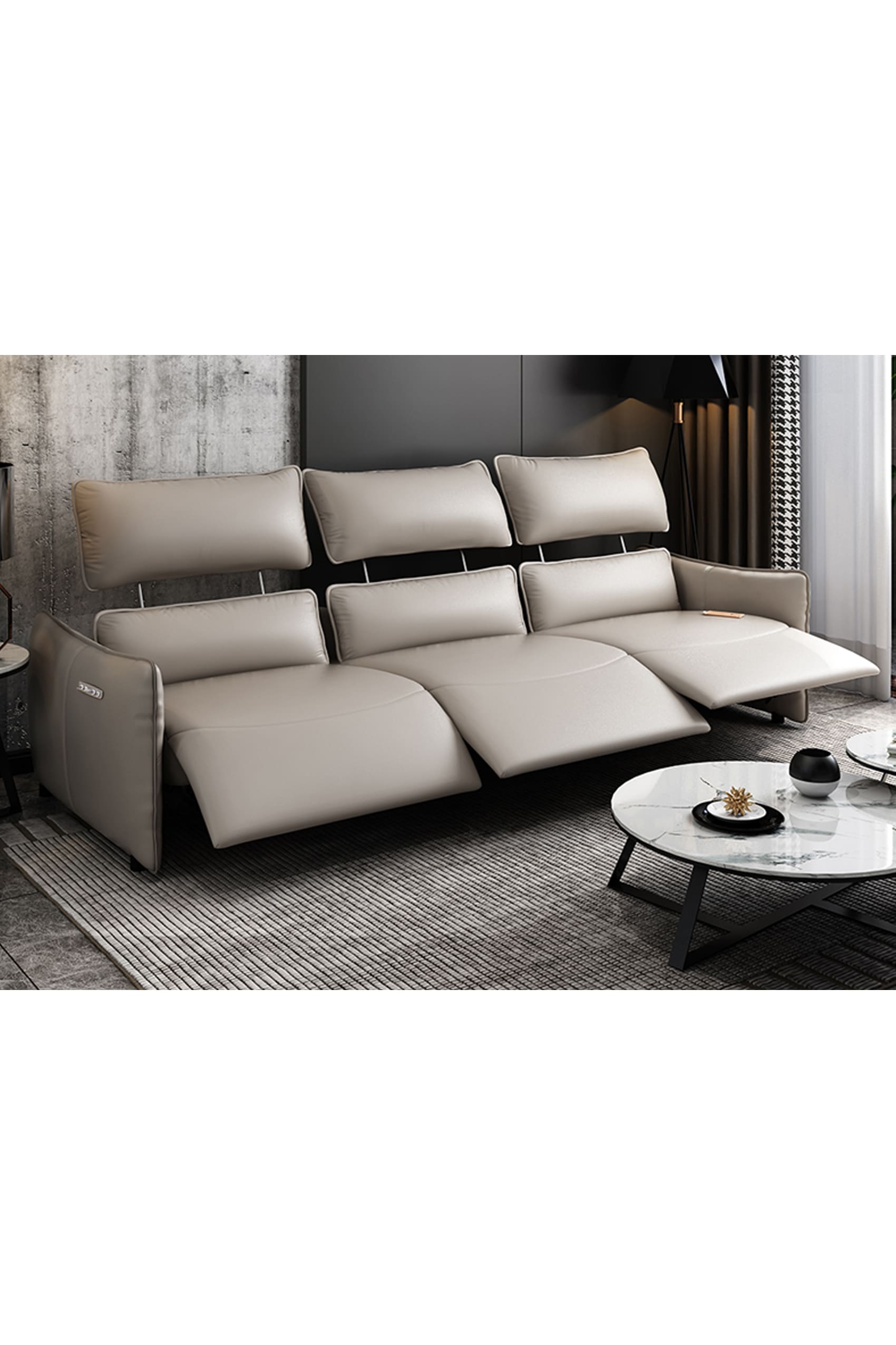 Fardella Leather Electric Recliner Sofa