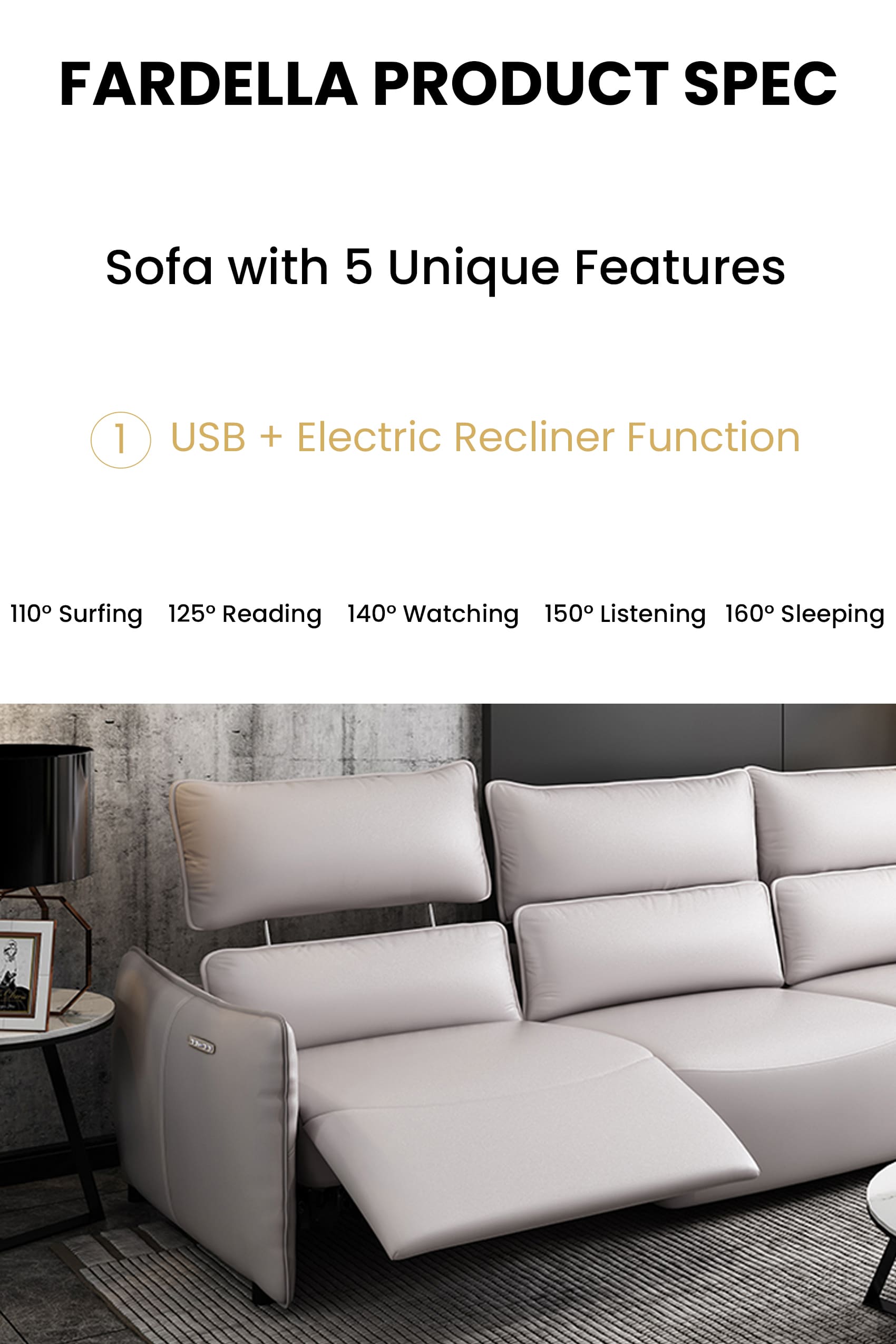Fardella Leather Electric Recliner Sofa