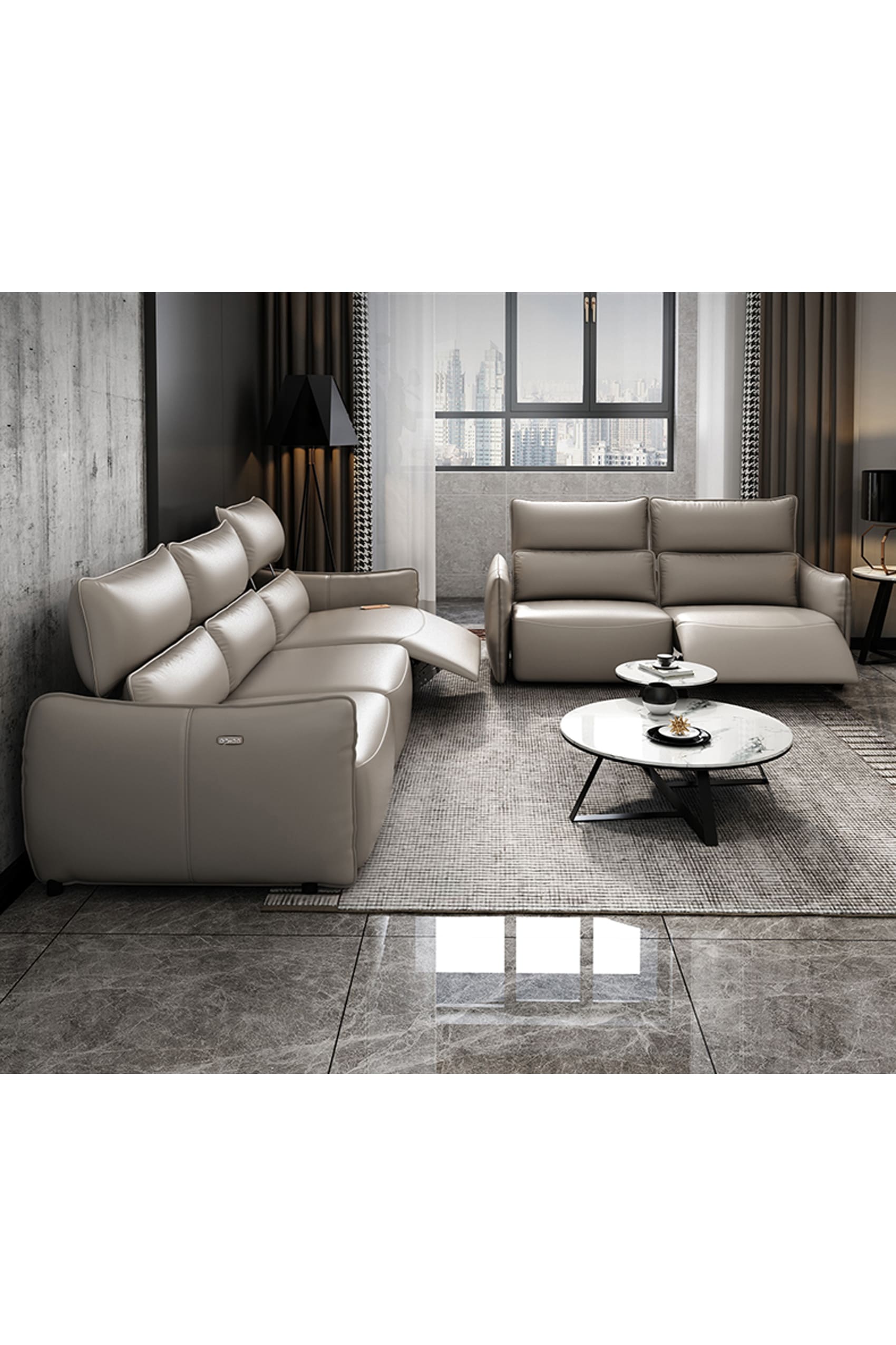 Fardella Leather Electric Recliner Sofa