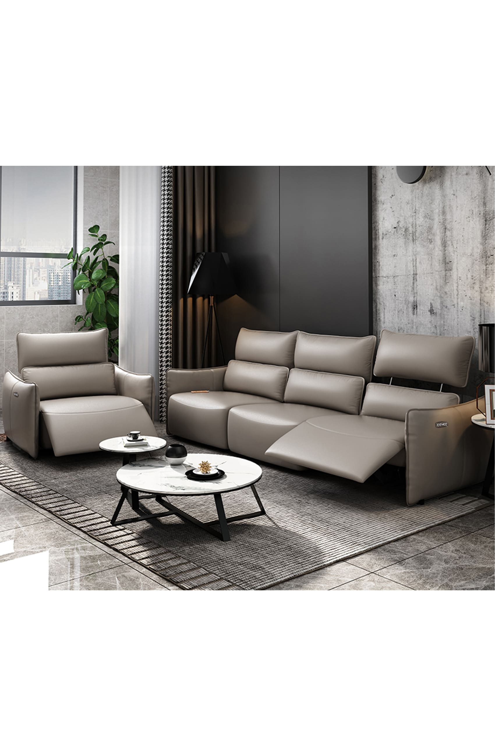 Fardella Leather Electric Recliner Sofa