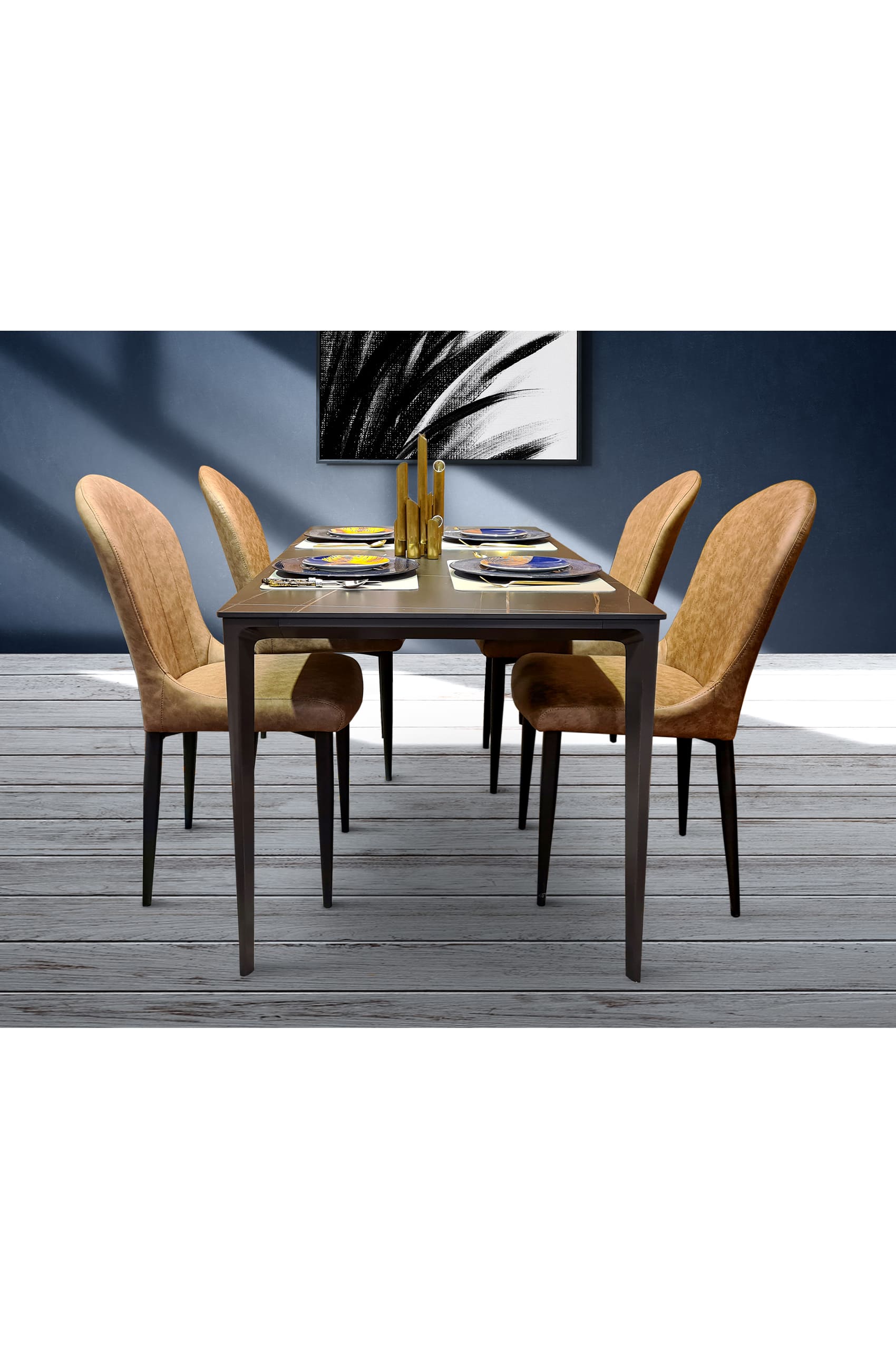 Gallotti Sintered Stone Matt Marquina Gold Dining Table