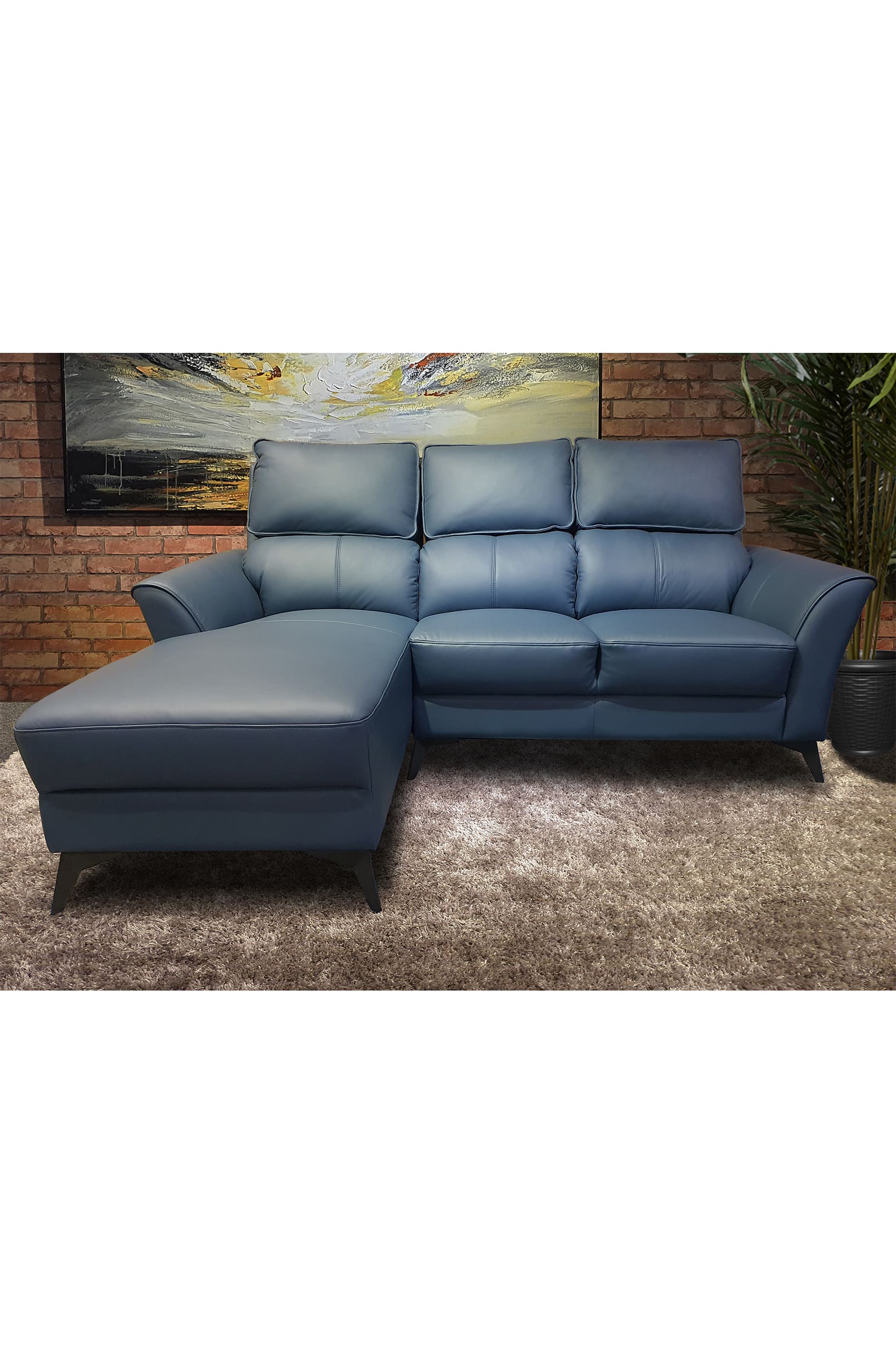 Gatto Leather L-Shape Sofa with High Backrest
