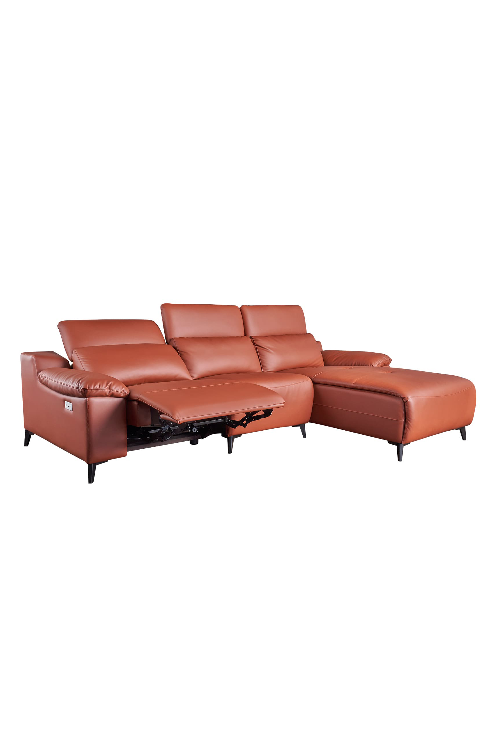 Giovanna L-Shape Leather Sofa with Recliner