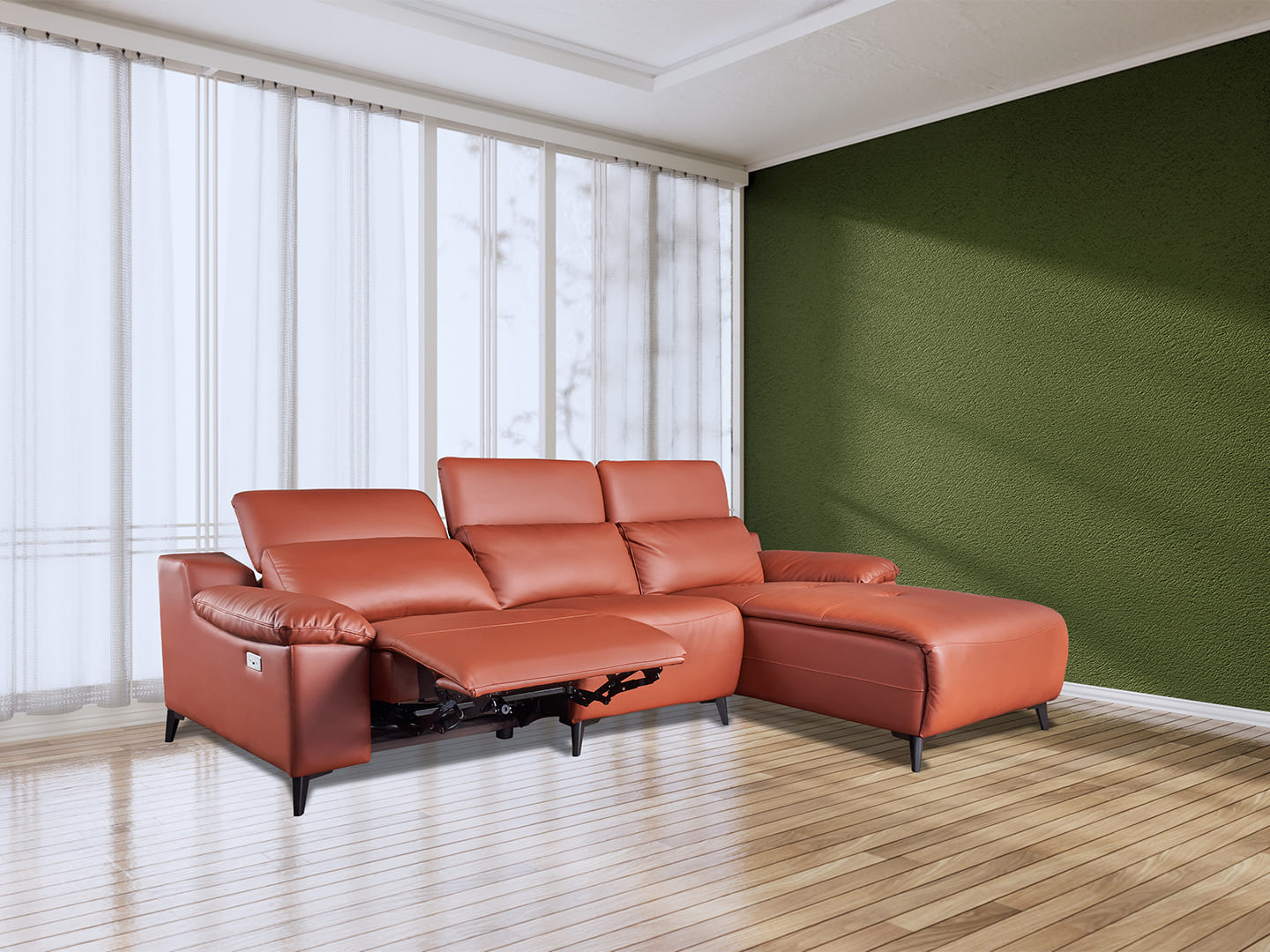 Giovanna Leather Sofa with Recliner