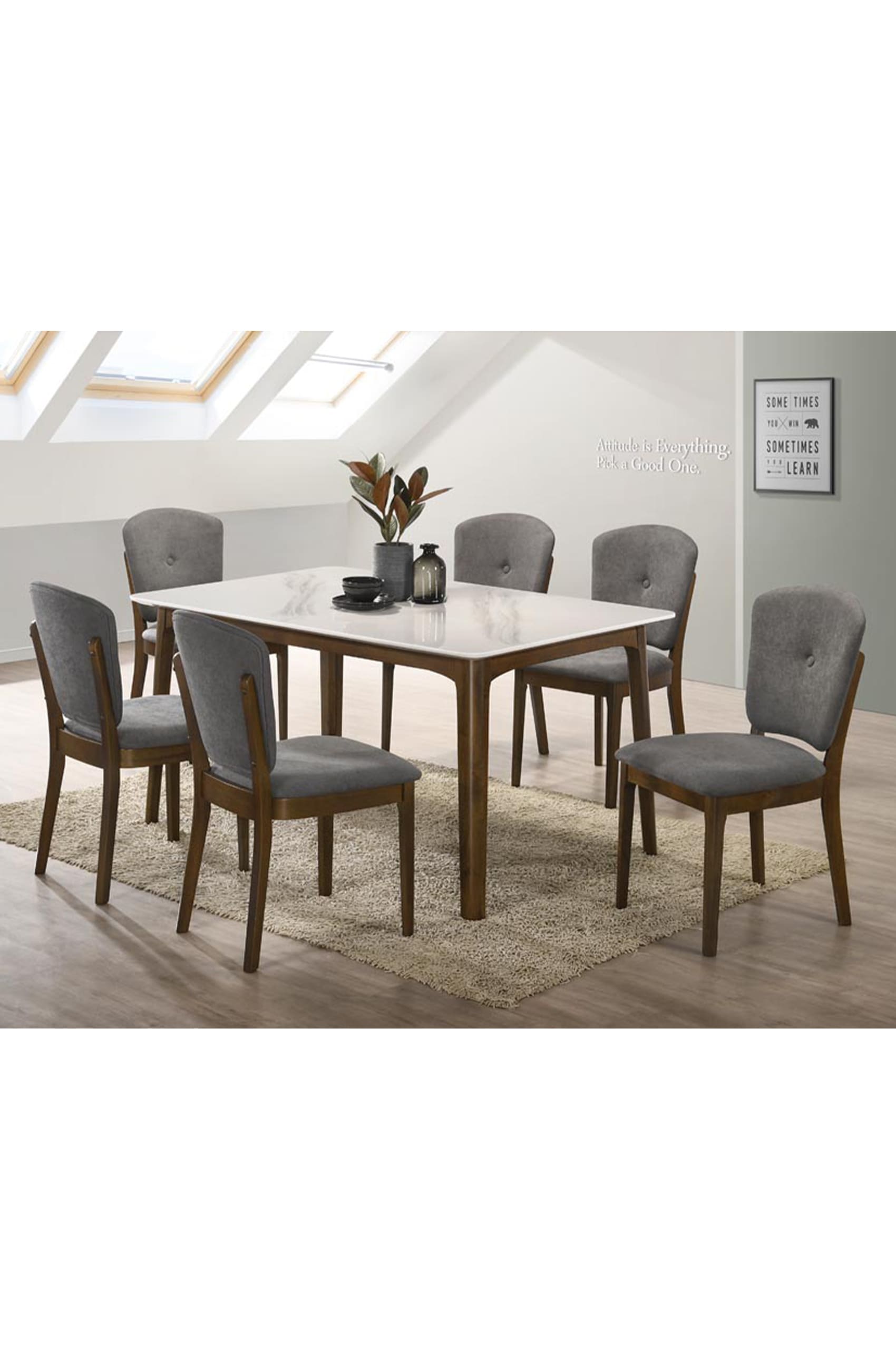 Ibusuki 1.5m Dining Table + 4 Hokota Dining Chairs