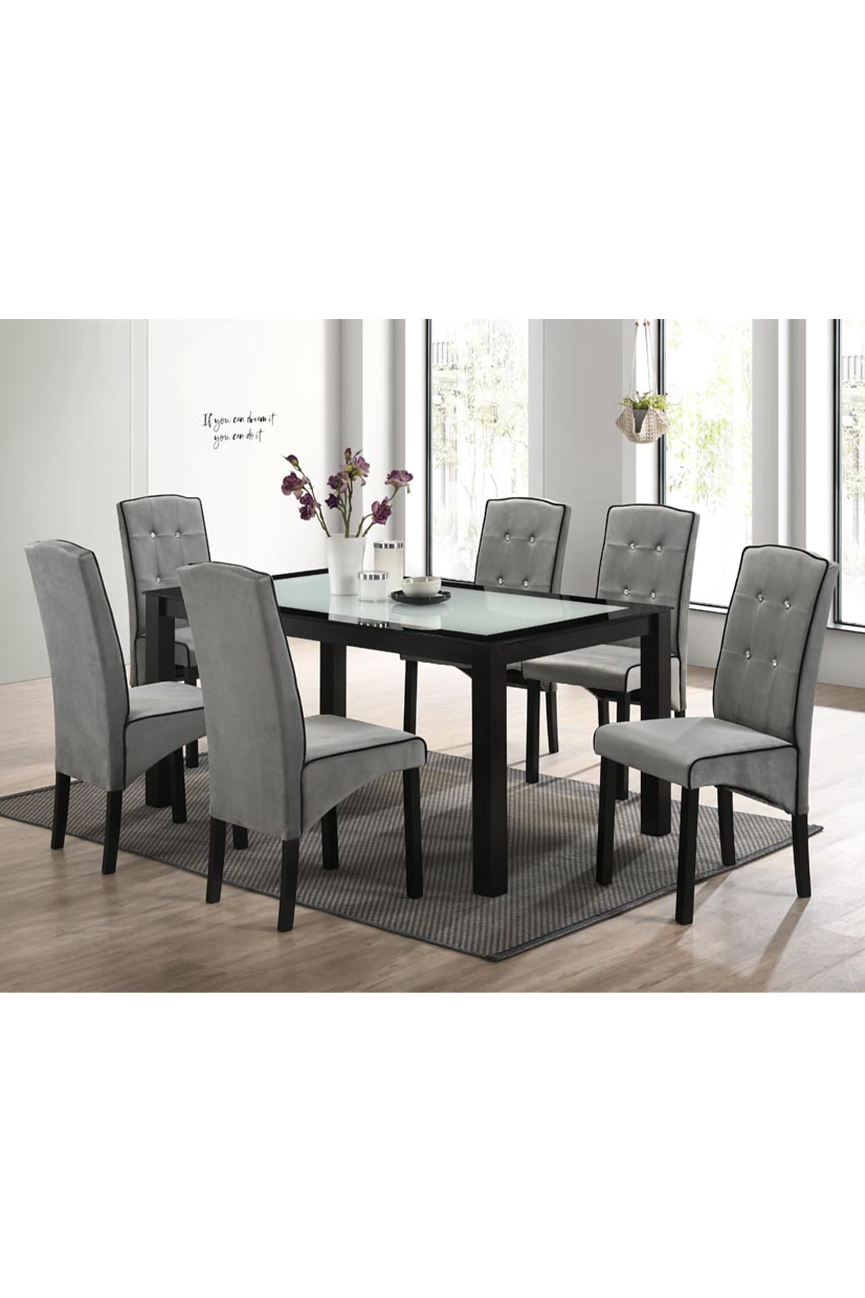 Ikoma Ebony 1+6 Wooden Dining Set (Zushi)