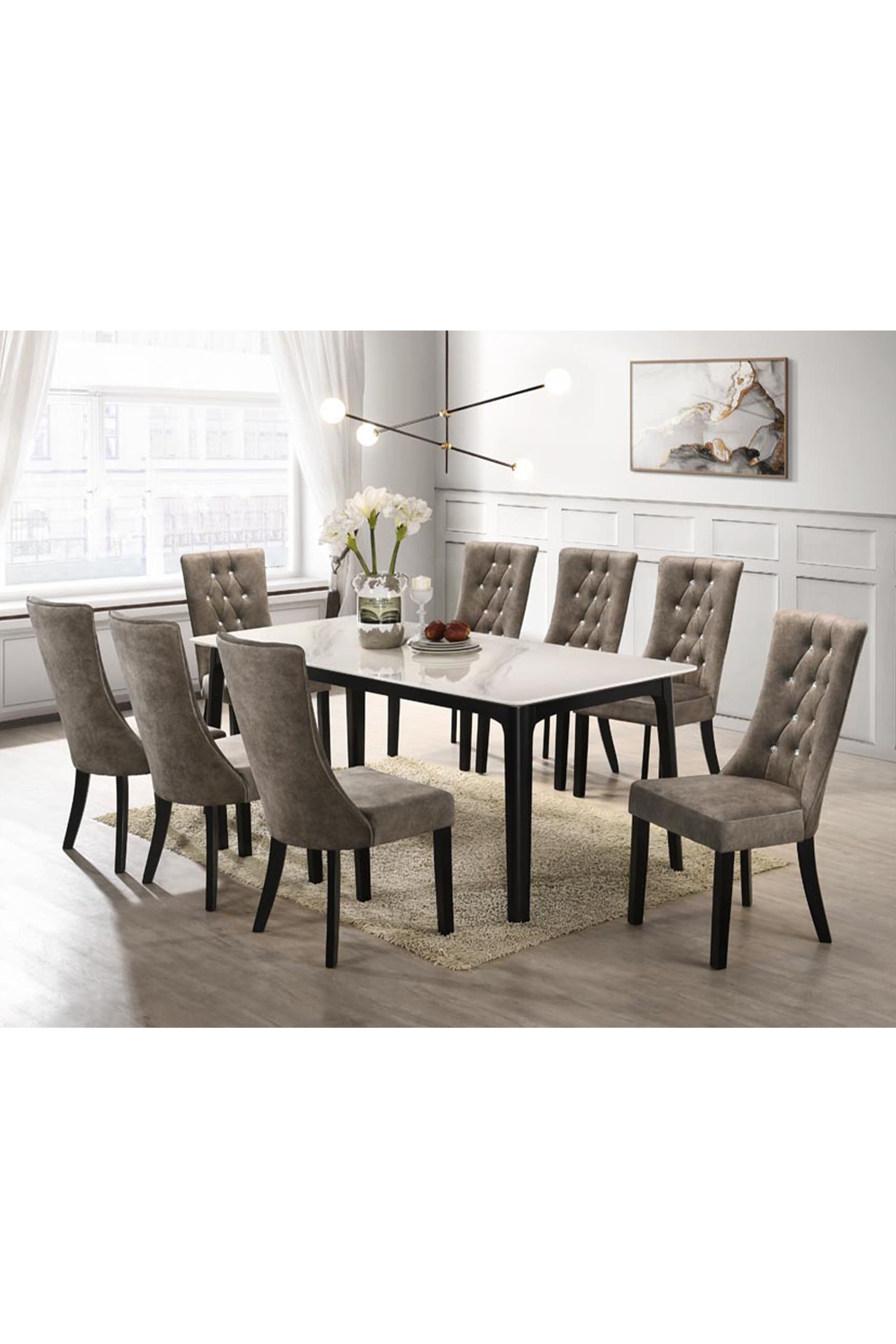 Iyo 2.0m Dining Table + 6 Katori Brown Dining Chairs