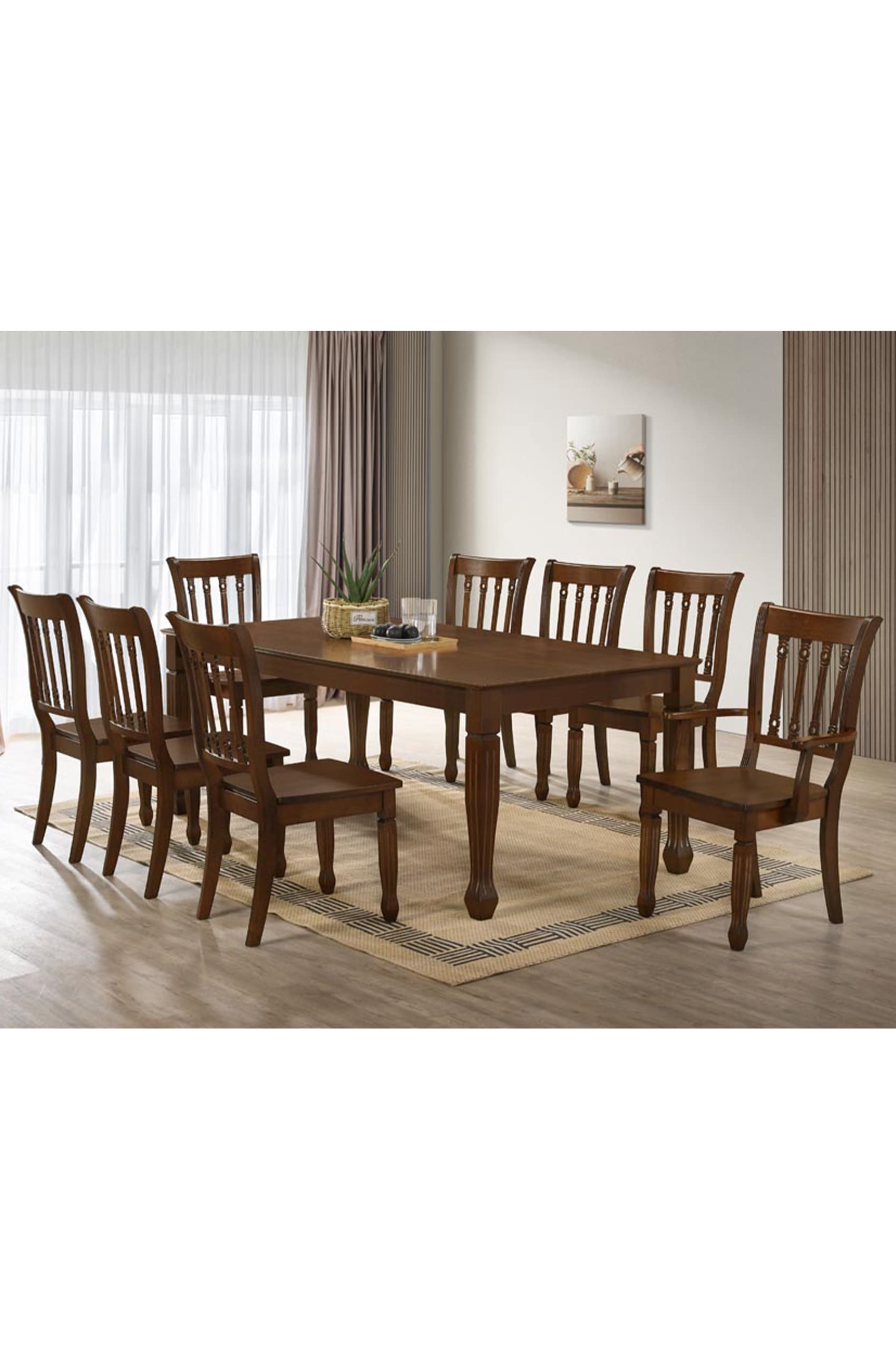 Liberi Dining Table + 6 Yokote Dining Arm Chairs