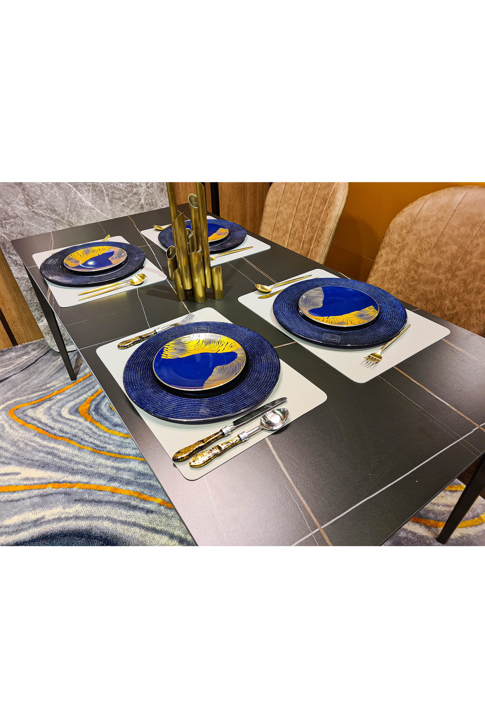 Gallotti Sintered Stone Matt Marquina Gold Dining Table