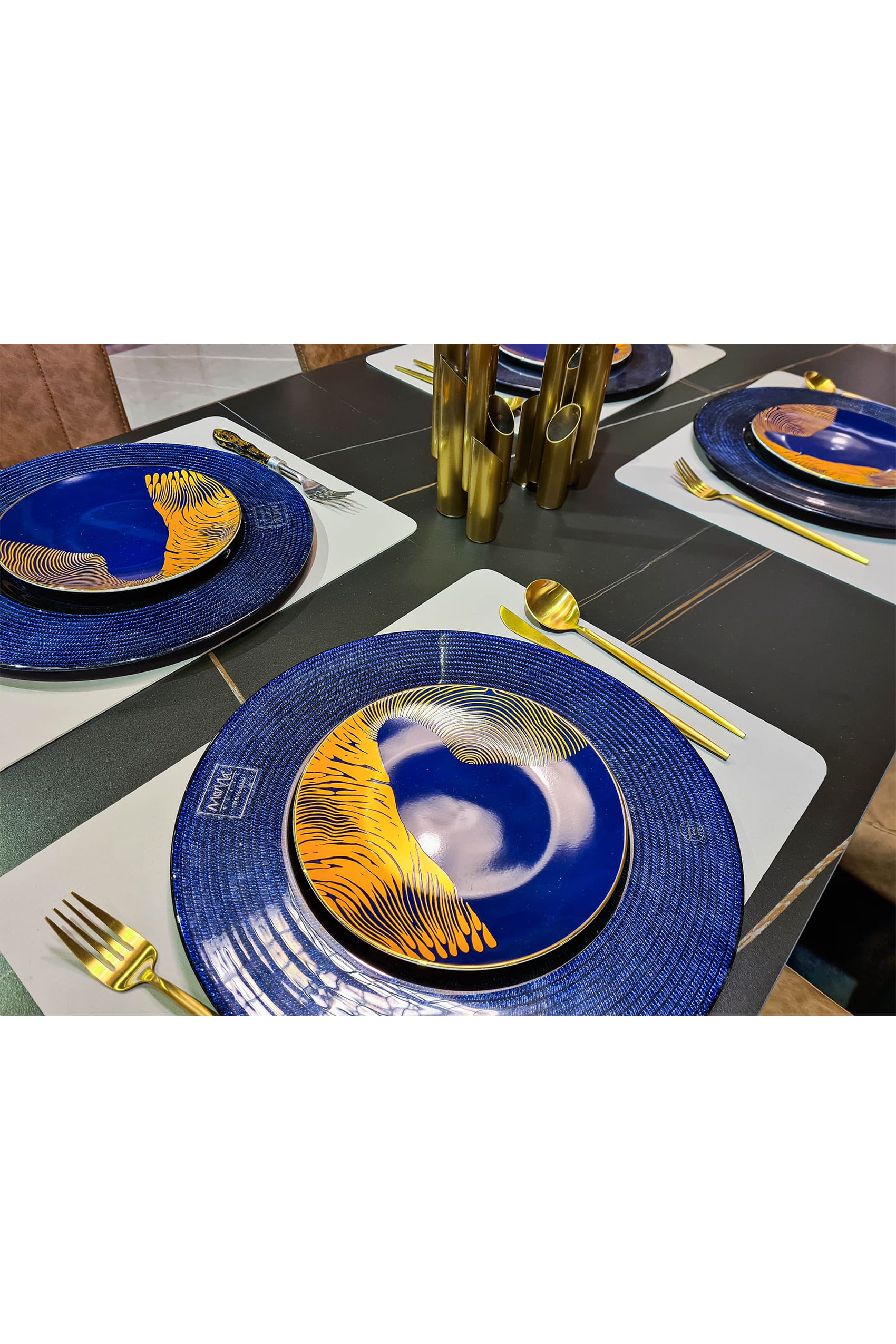 Gallotti Sintered Stone Matt Marquina Gold Dining Table