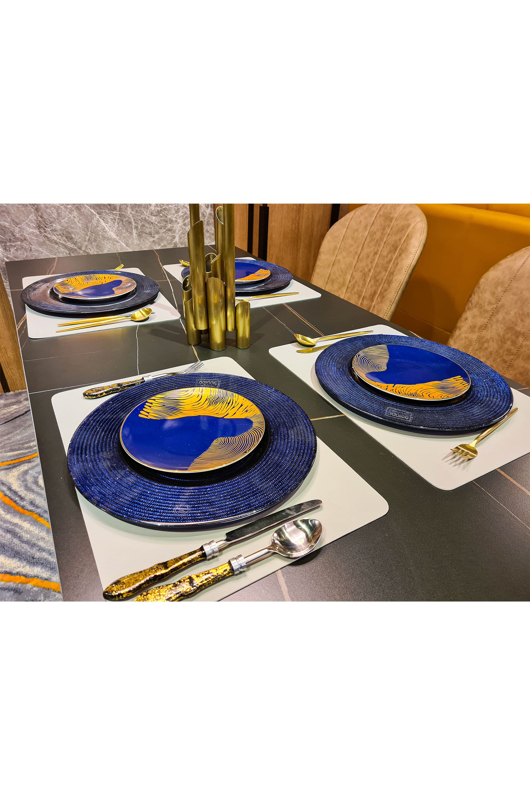 Gallotti Sintered Stone Matt Marquina Gold Dining Table