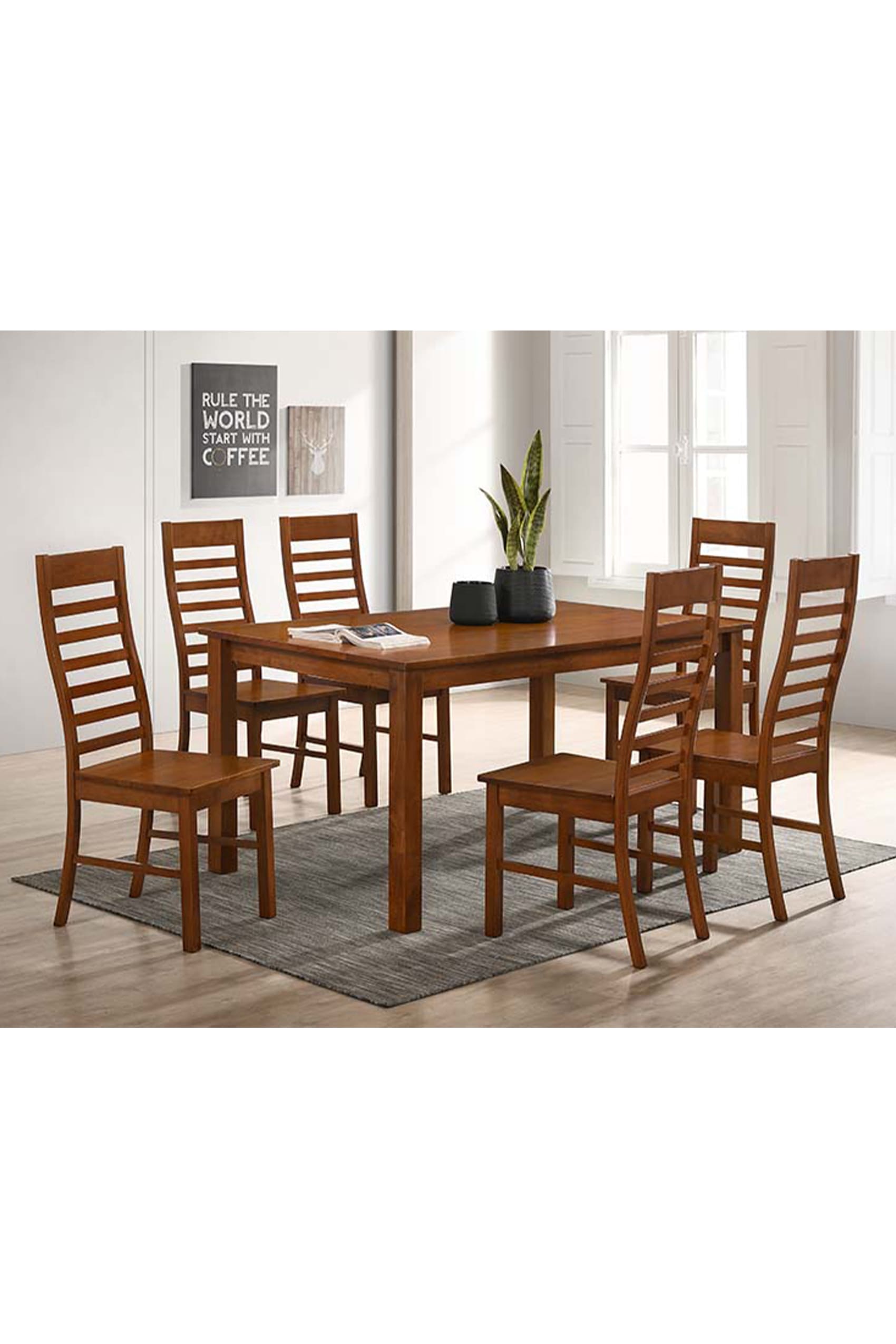 Taketa Oak 1+6 Wooden Dining Set (Shima)