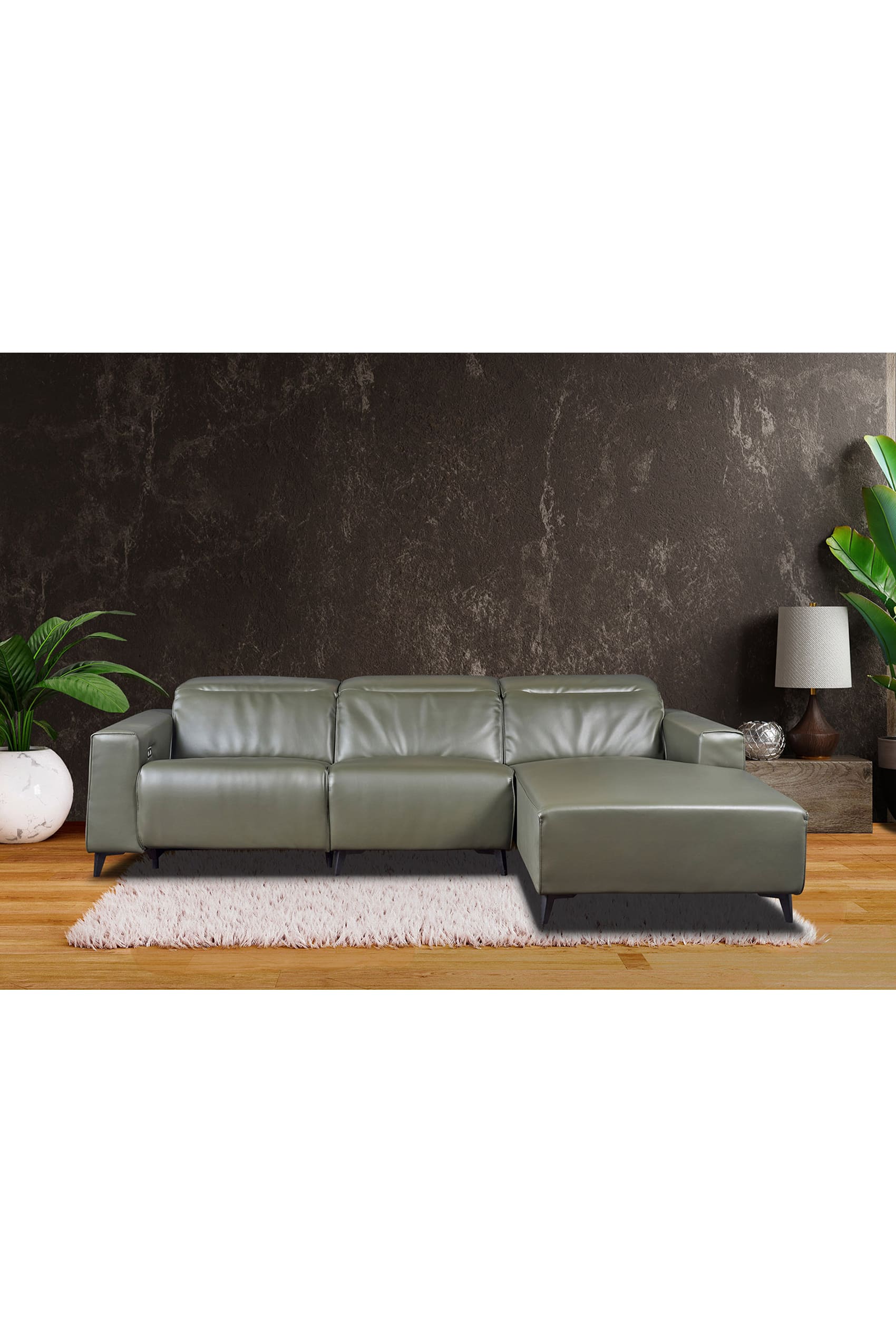Terzigno Leather Sofa with Recliner