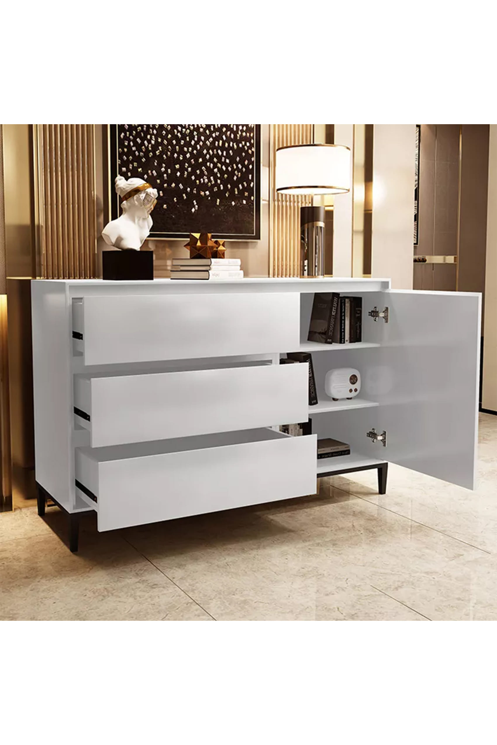 Posen 1 Door 3 Drawer Multipurpose Cabinet