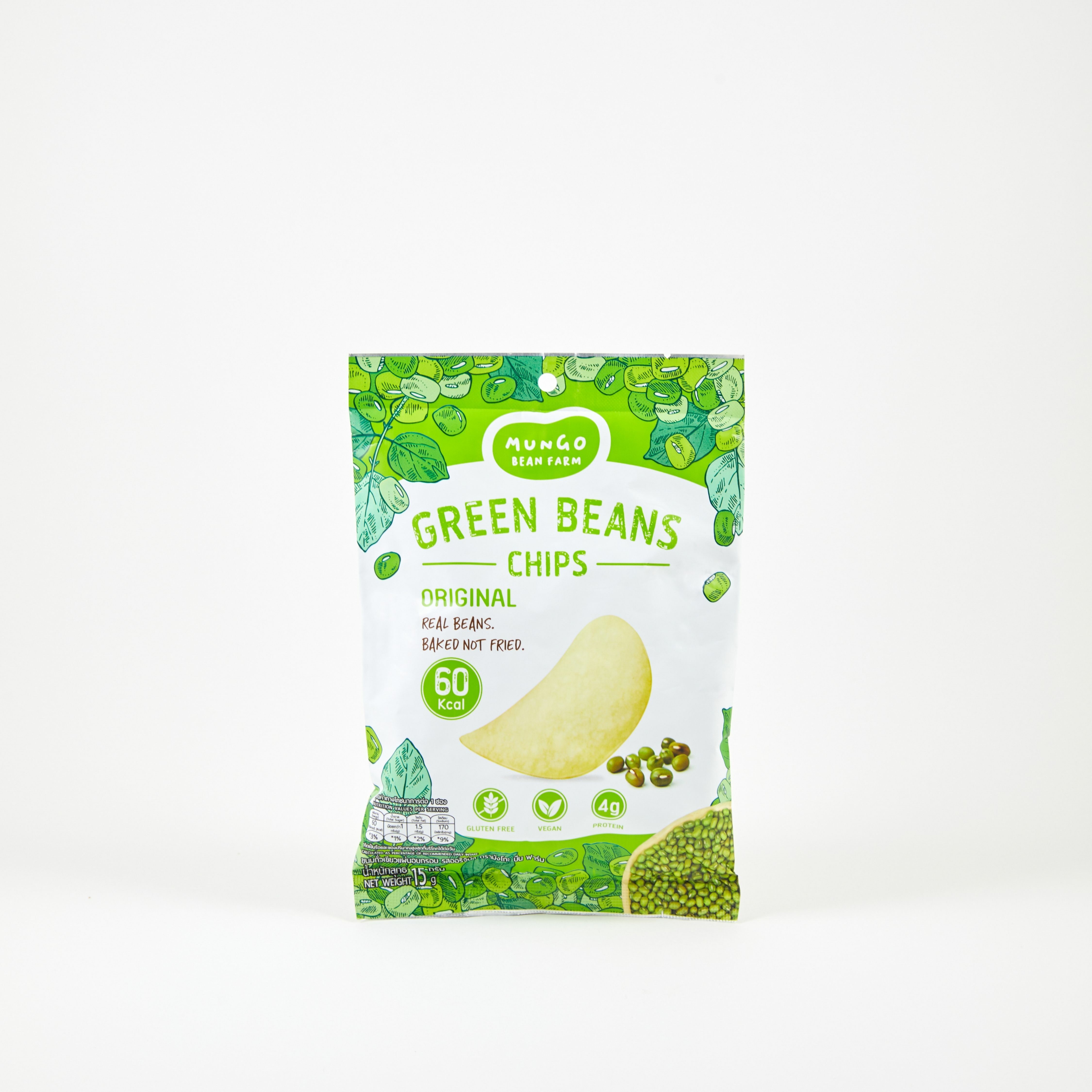 Mungo Bean Farm - Green bean chips Original 15g EXP:18/04/2023	