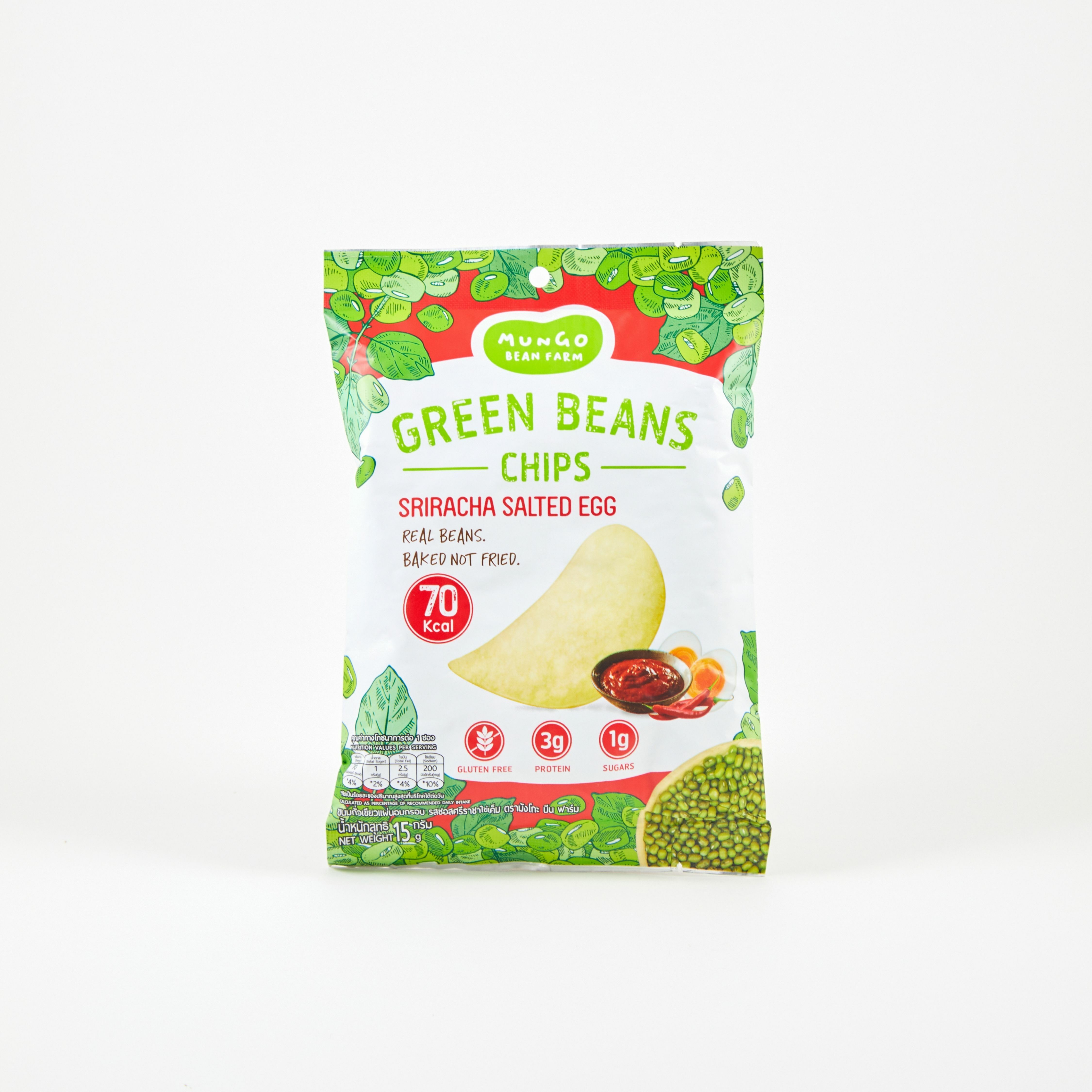 Mungo Bean Farm - Green bean chips Salted egg sriracha 15g EXP:18/04/2023	