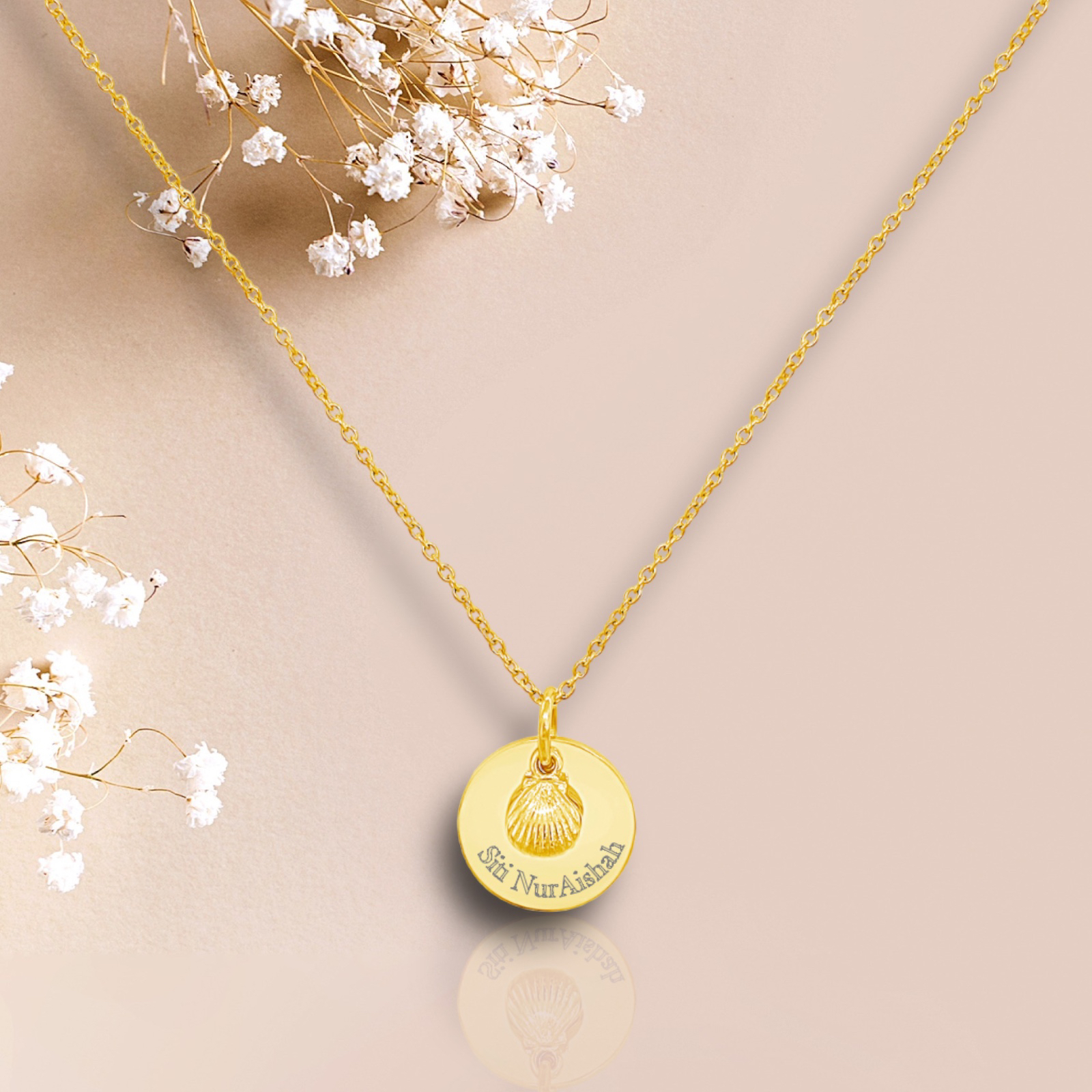 Seashell Charm Necklace - Gold