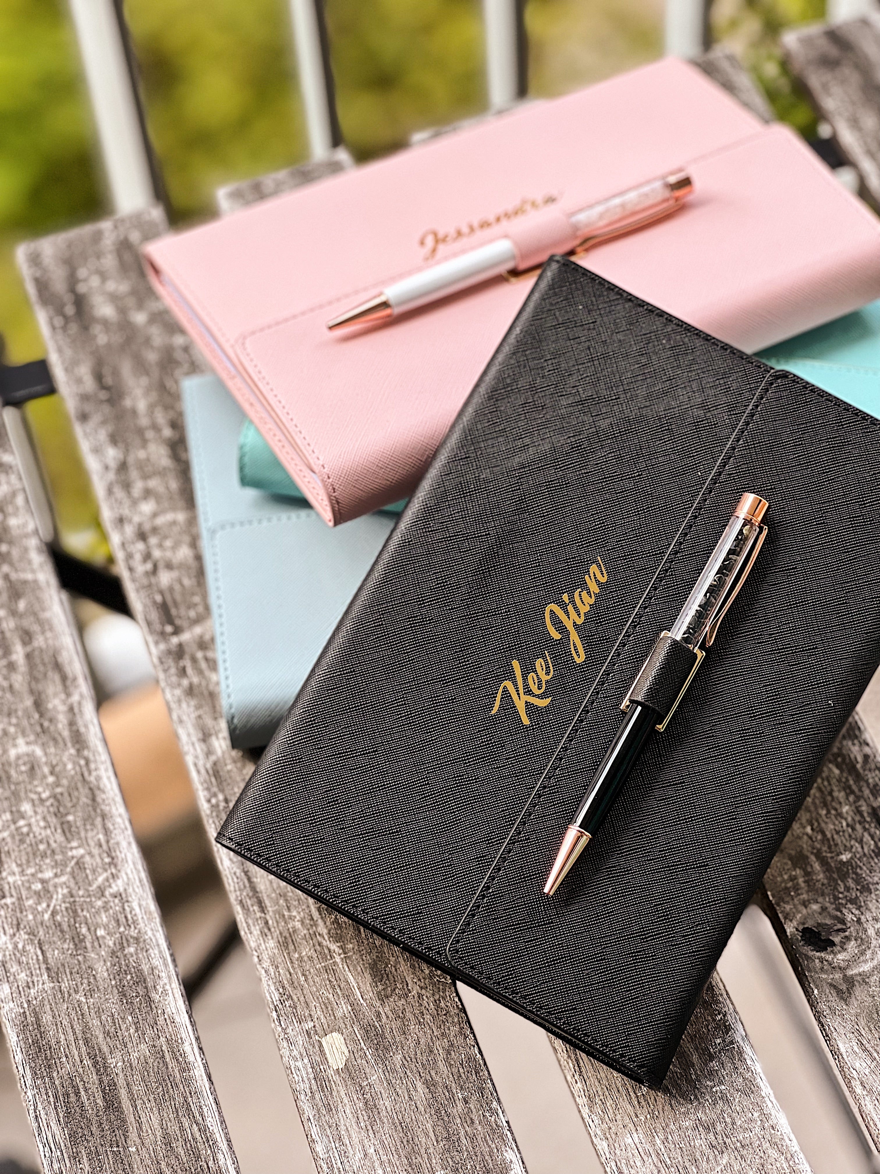 A5 PU Saffiano Leather Notebook Holder with Card Slots (Option to Add Pen)-MyDreamVibe.Co