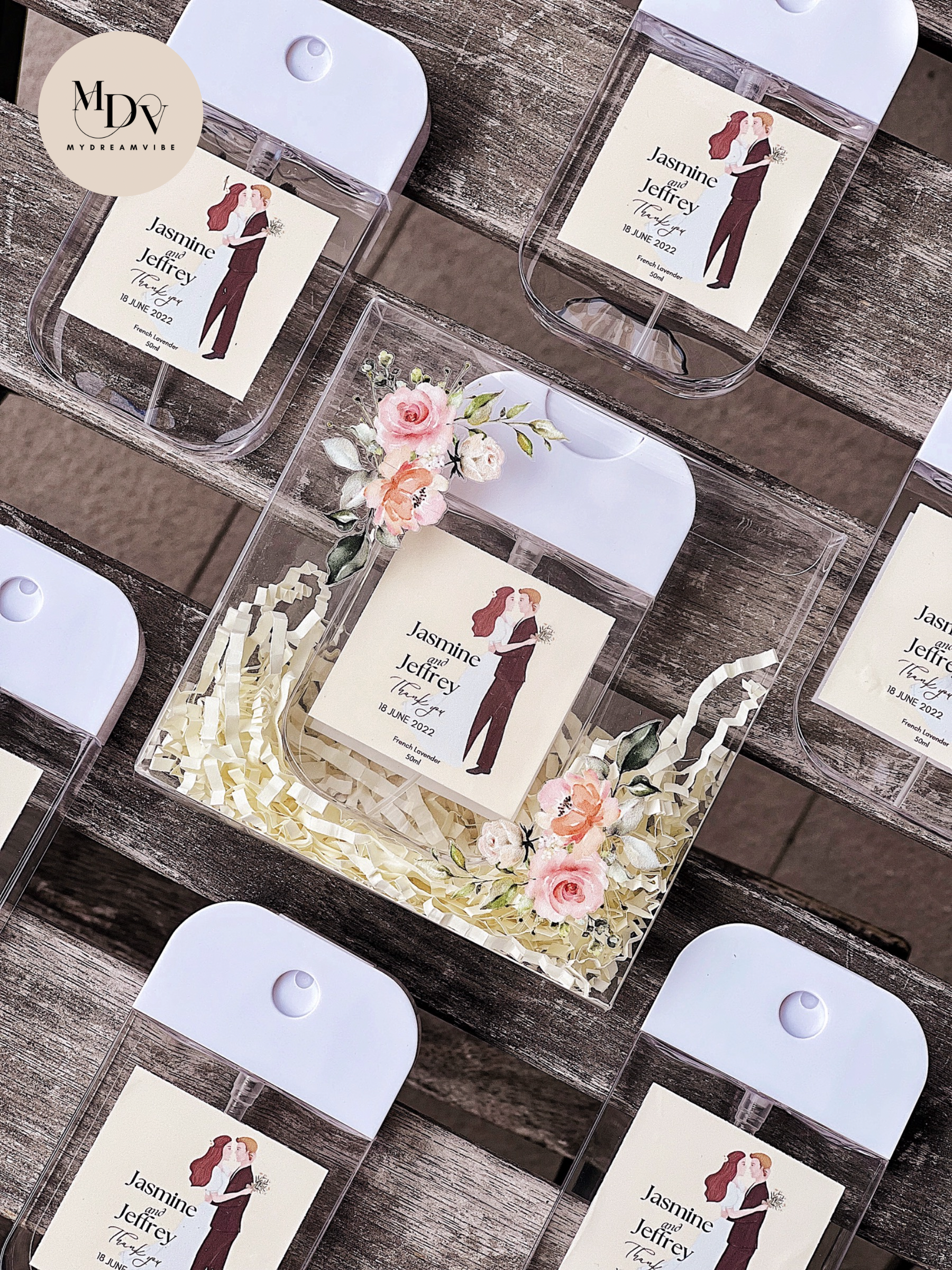 Personalise 50ml Hand Sanitizer Spray (20 - 49 Qty : $10 Each) - Wedding Favors-MyDreamVibe.Co