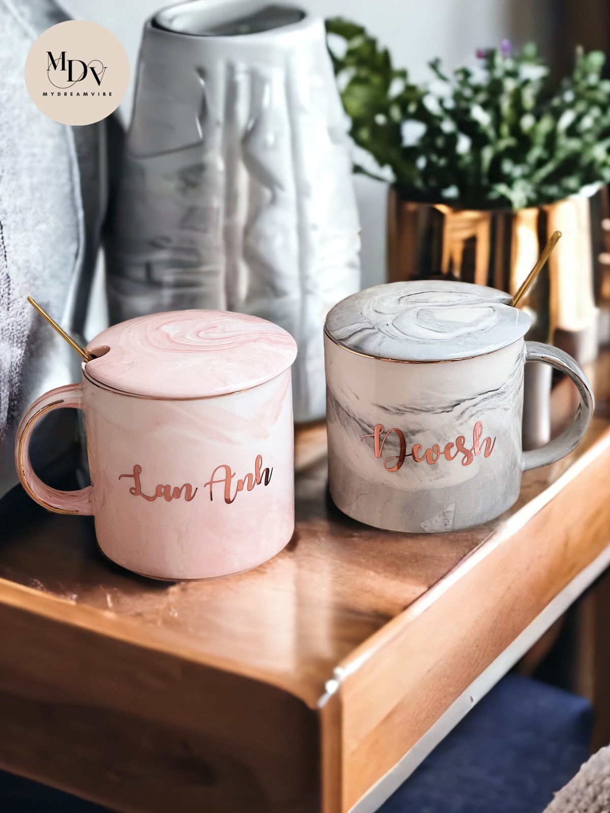 Couple Ceramic Mug with Lid Gift Set - A Dolce Surprise