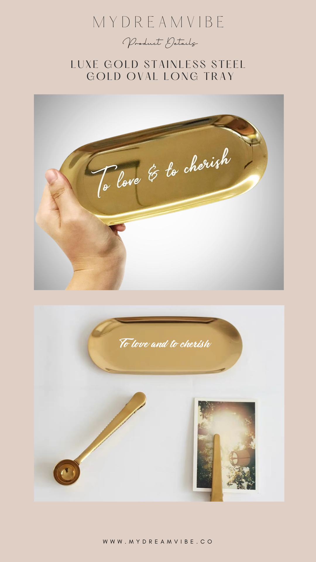 Wedding Gift - Couple Luxe Gold Stainless Steel Mugs in Wooden Box (Option to Add Heart Tray or Long Gold Tray)-MyDreamVibe.Co