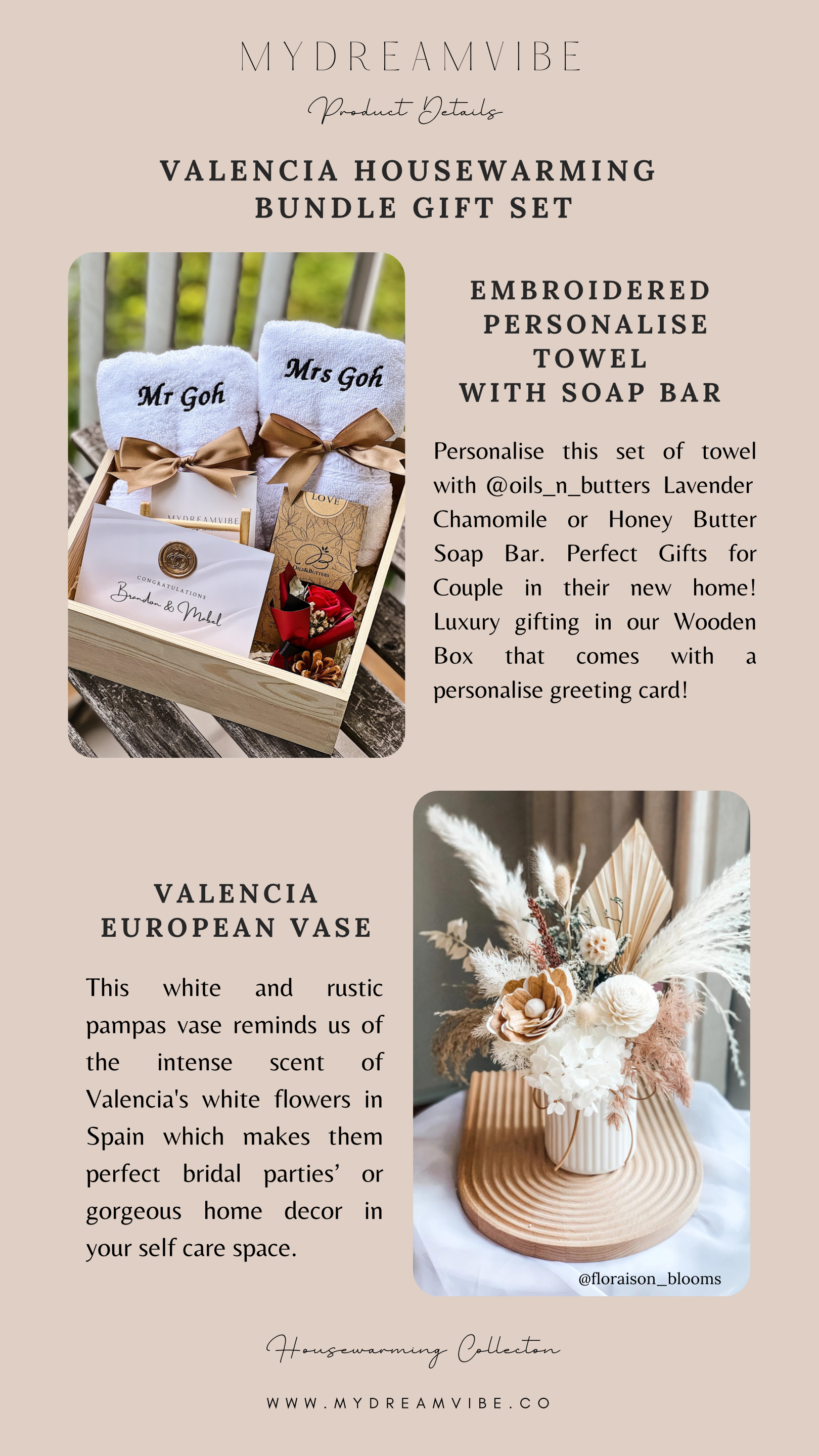 Housewarming Gift - Valencia with Embroidered Towel and Soap Bar-MyDreamVibe.Co