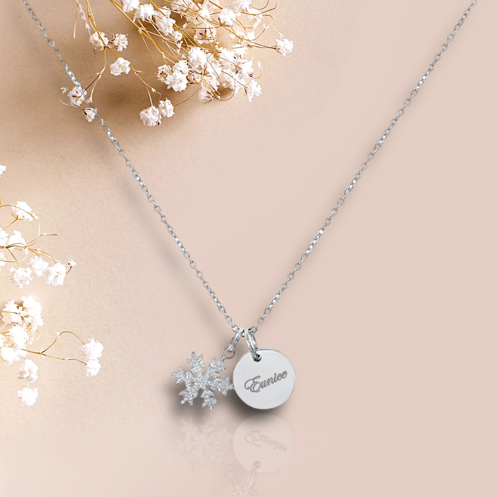 Snowflake Charm Necklace - Silver
