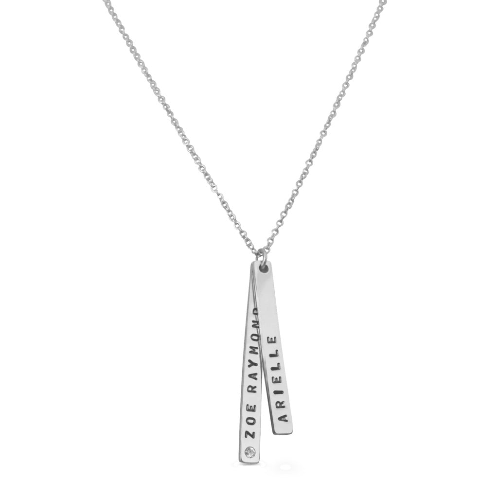 Skinny Vertical Stacked Pendant Necklace-MyDreamVibe.Co