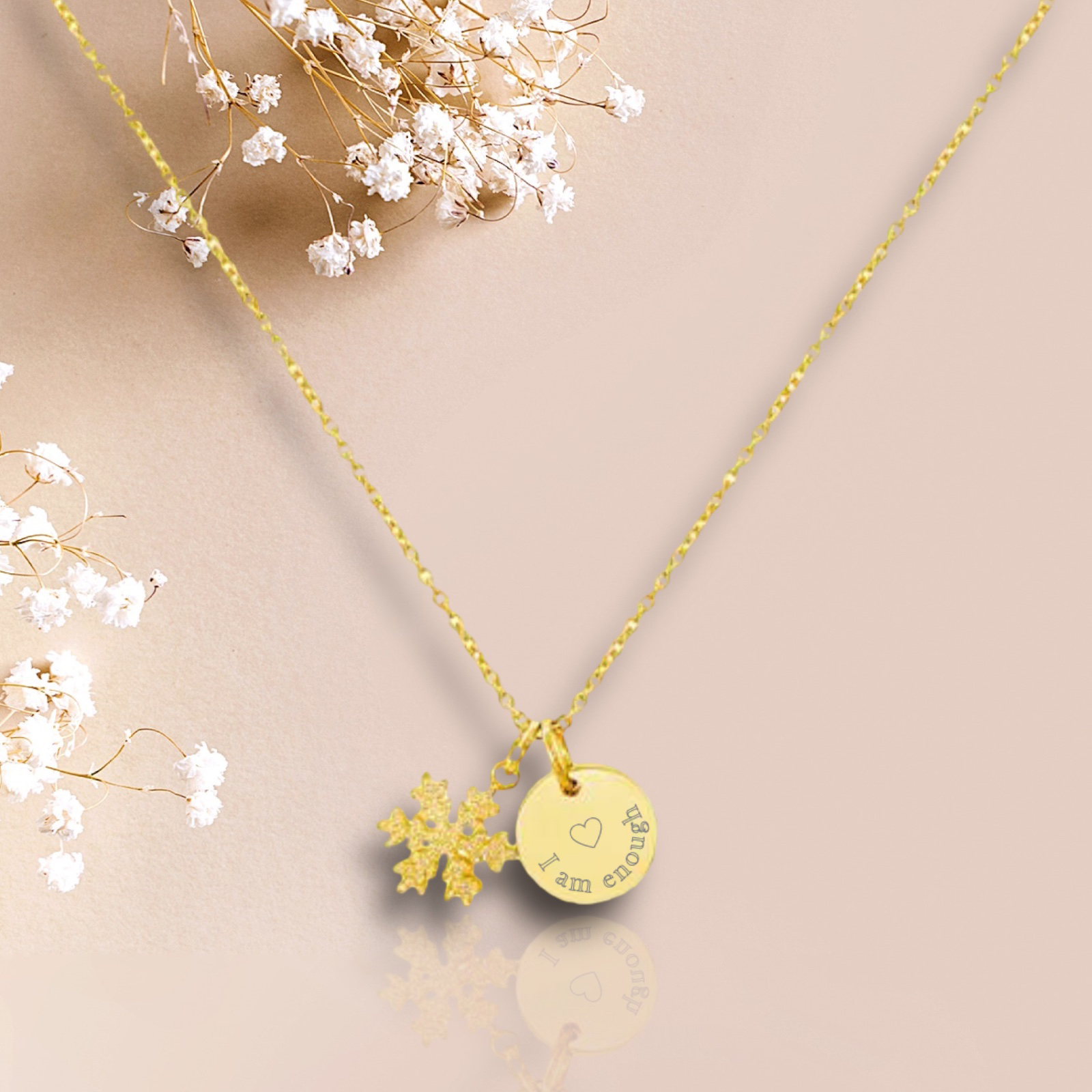 Snowflake Charm Necklace - Gold