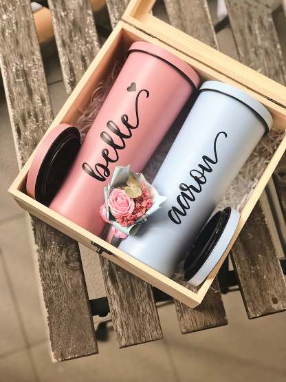 750ml Couple Double Wall Stainless Steel Bubble Tea Tumbler with Straw-MyDreamVibe.Co