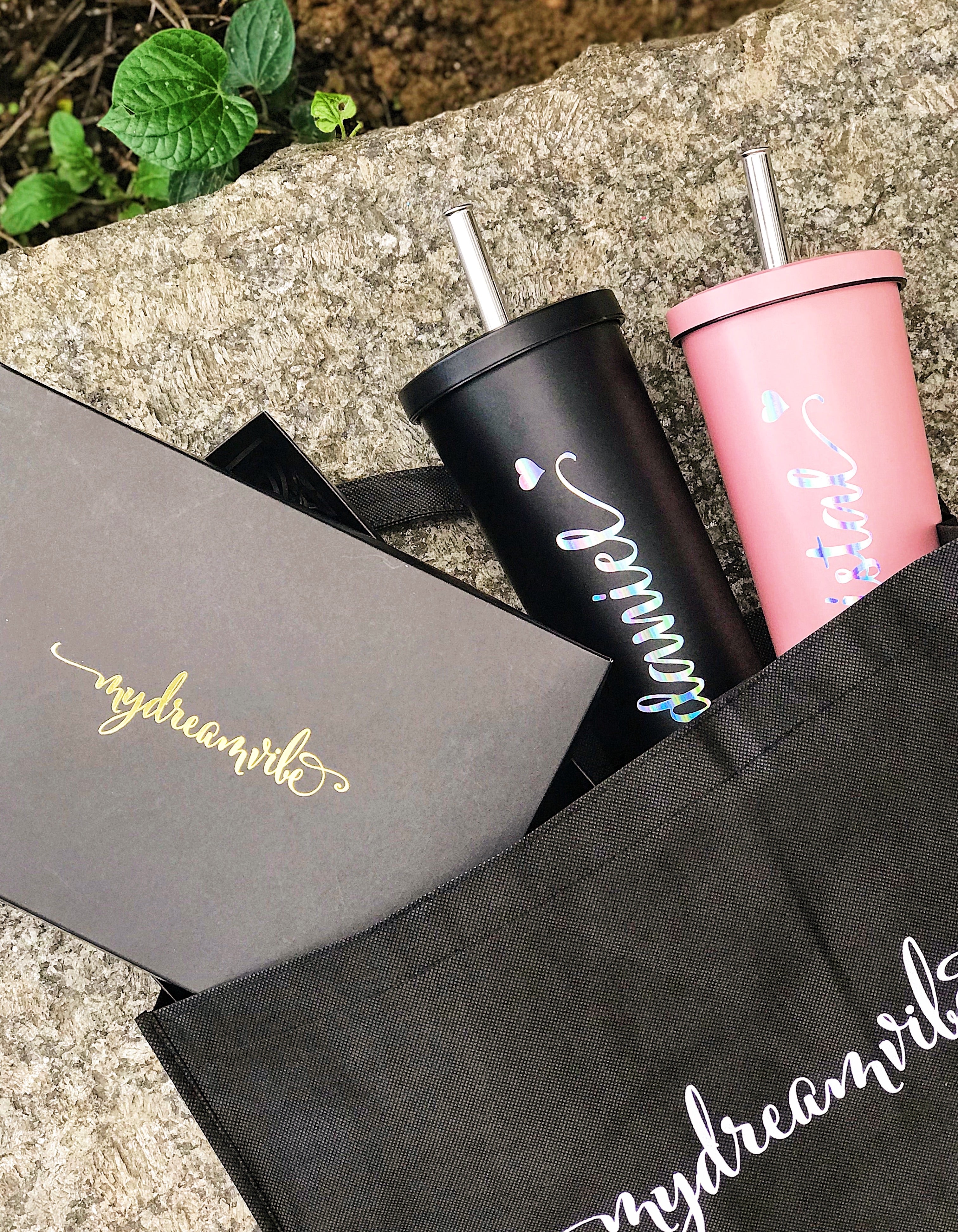 750ml Double Wall Stainless Steel Bubble Tea Tumbler with Straw and Covered Lid - BLACK / PINK / BLUE-MyDreamVibe.Co