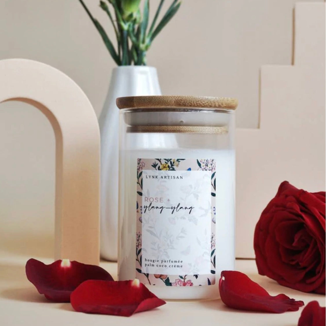 Lynk Artisan Candle - Rose and Ylang Ylang - 100G (Cotton Wick, No Lid)-MyDreamVibe.Co
