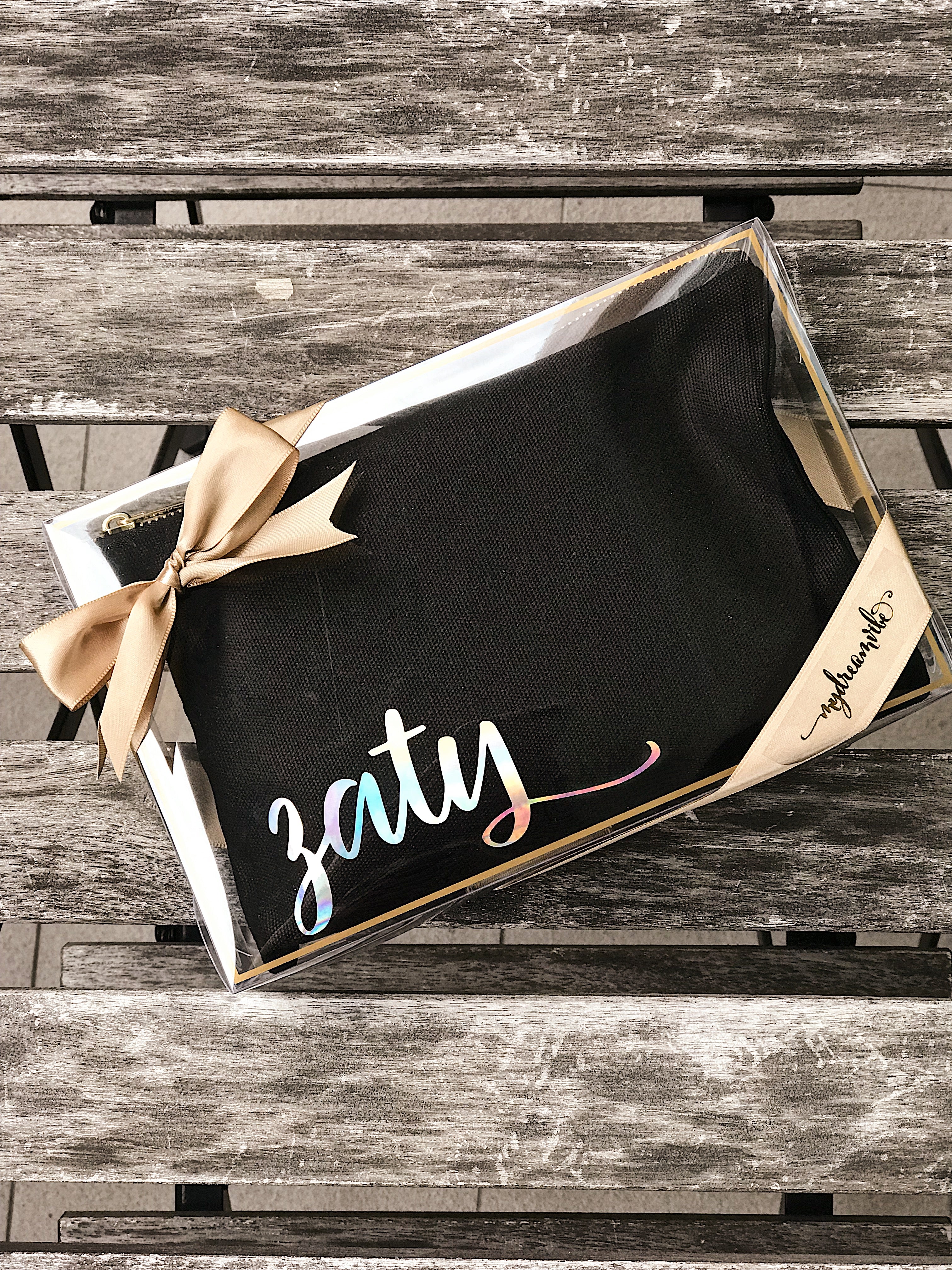 Canvas Pouch (Option to Add PU Leather Mirror) - BLACK / TIFFANY / PINK / BLUE-MyDreamVibe.Co