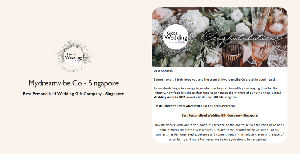 Wedding | Singapore Personalised Gifts for Newlyweds - MyDreamVibe