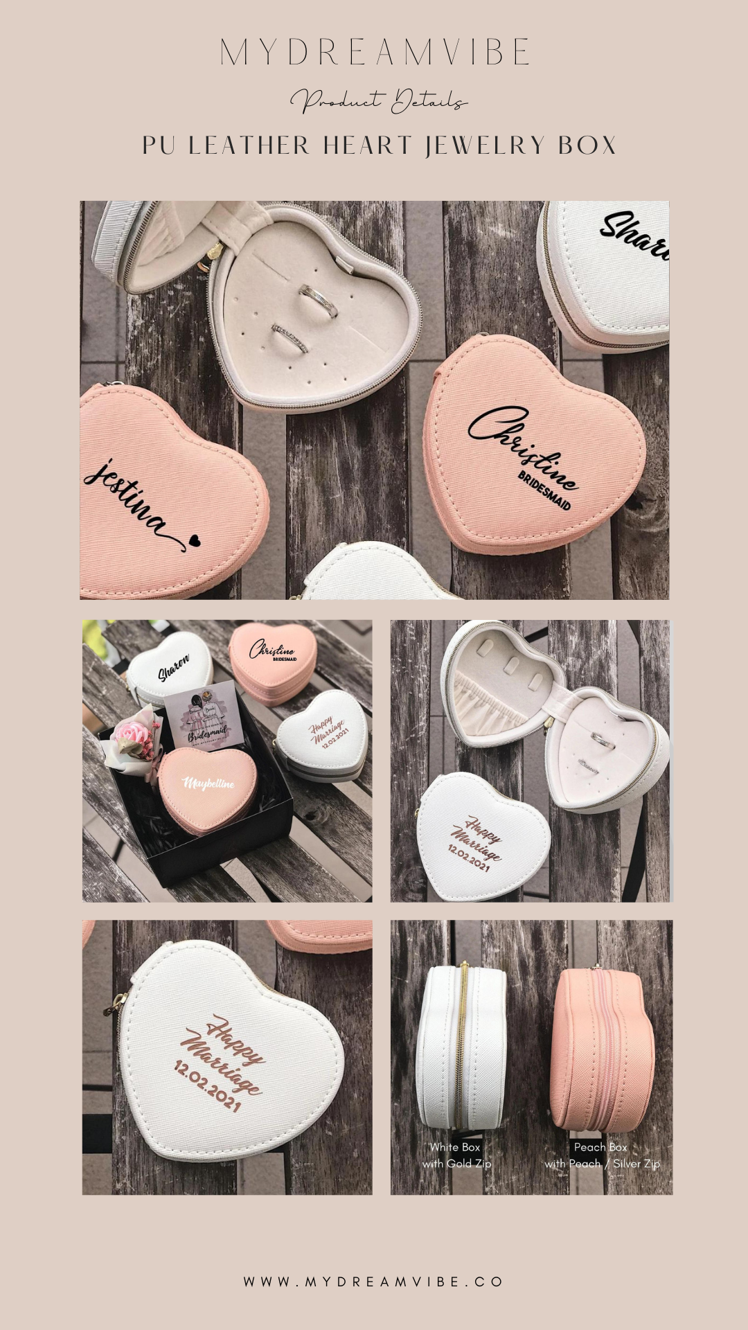 PU Leather Heart Jewelry Box-MyDreamVibe.Co