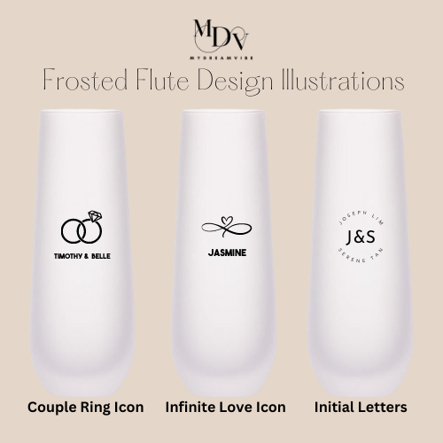 300ml Couple Frosted Champagne Flute - PRINTED