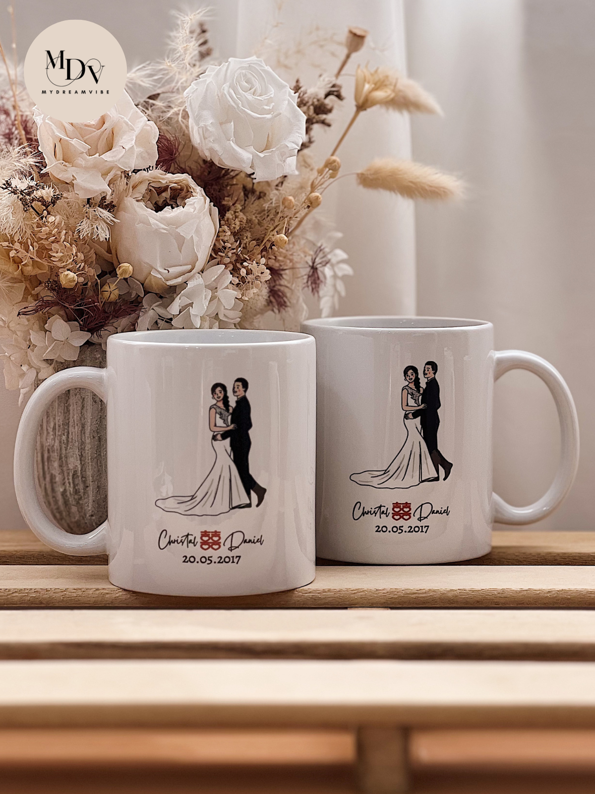 Wedding Gift - Portrait Illustration Couple Wedding Mugs
