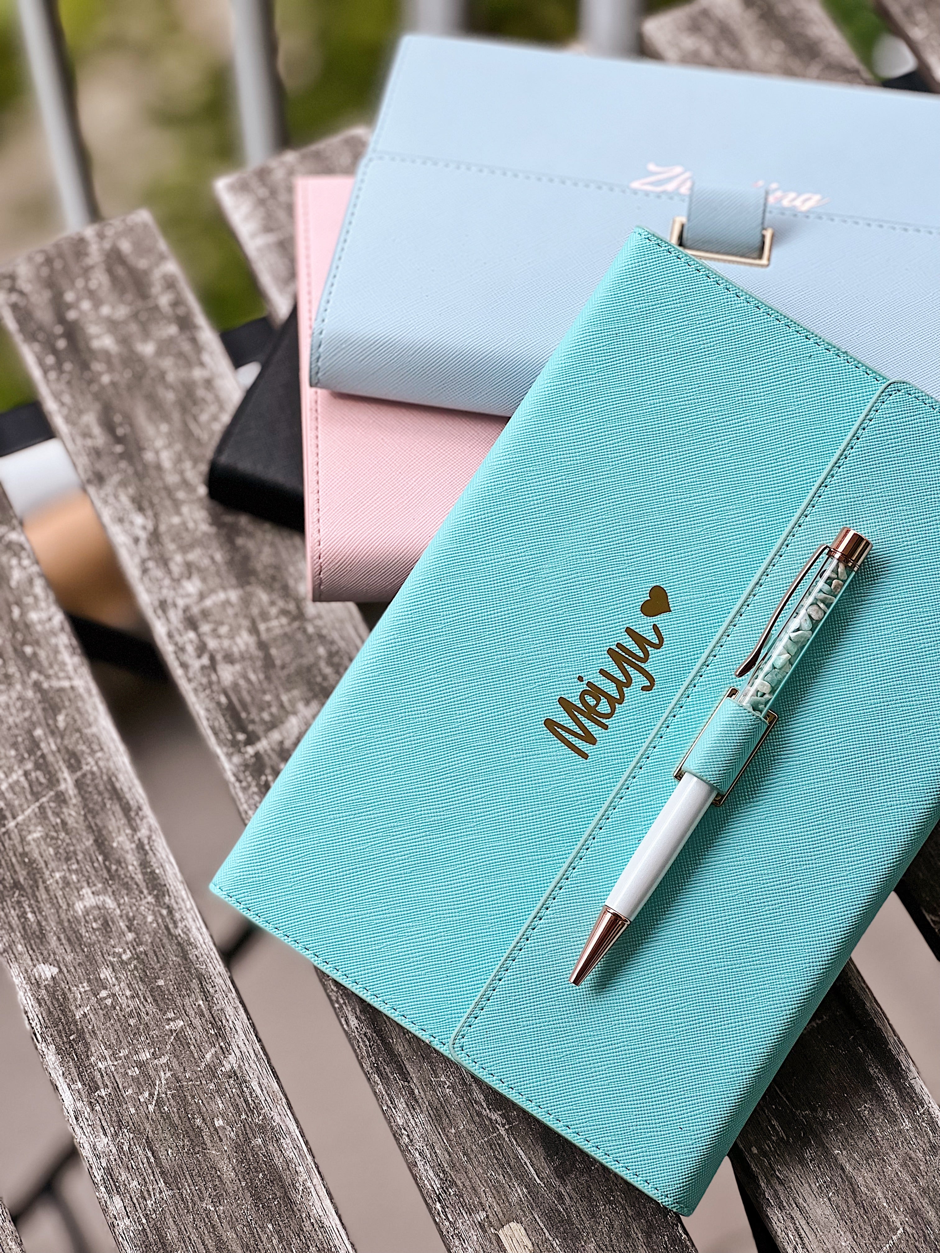 A5 PU Saffiano Leather Notebook Holder with Card Slots (Option to Add Pen)-MyDreamVibe.Co