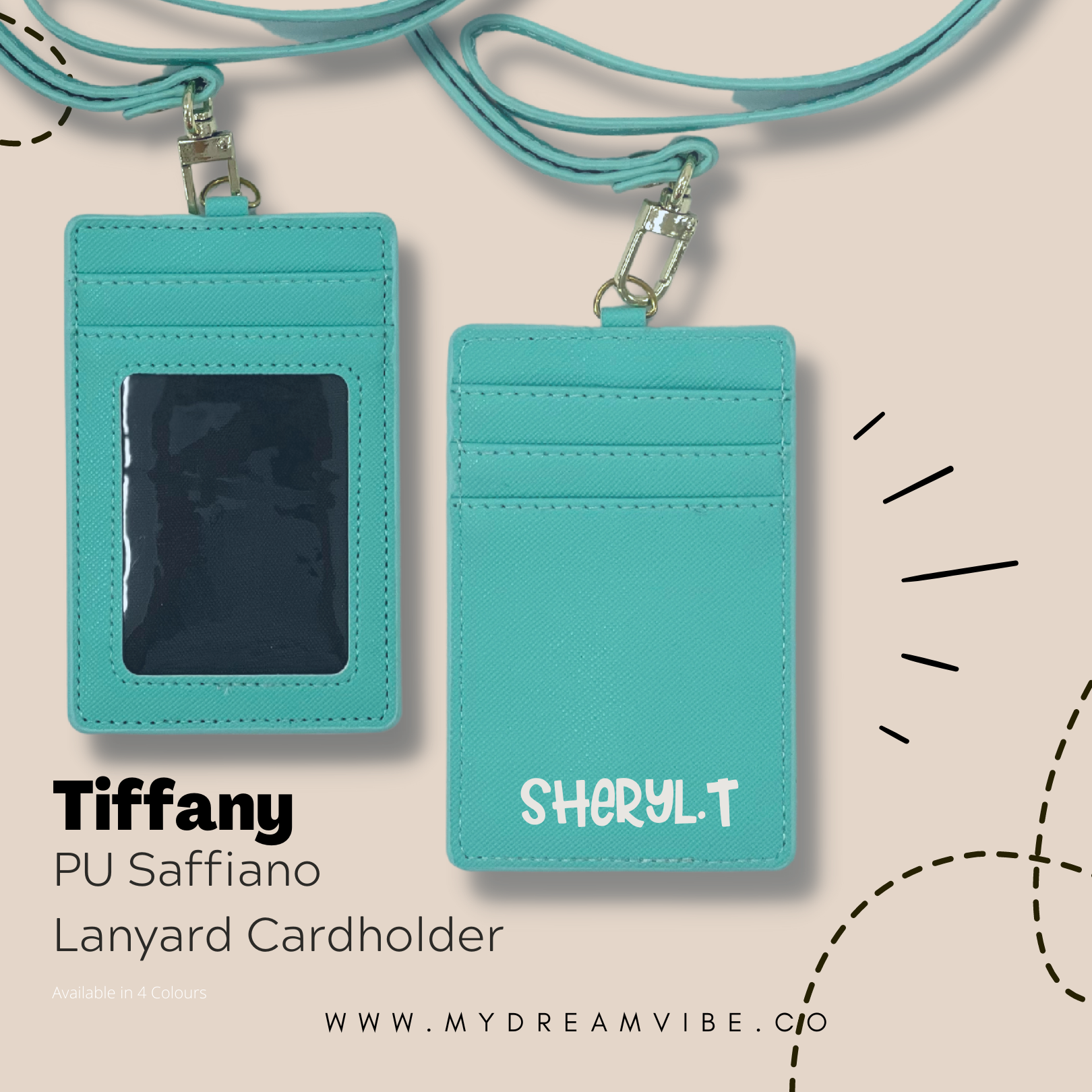 PU Saffiano Leather Lanyard Cardholder-MyDreamVibe.Co