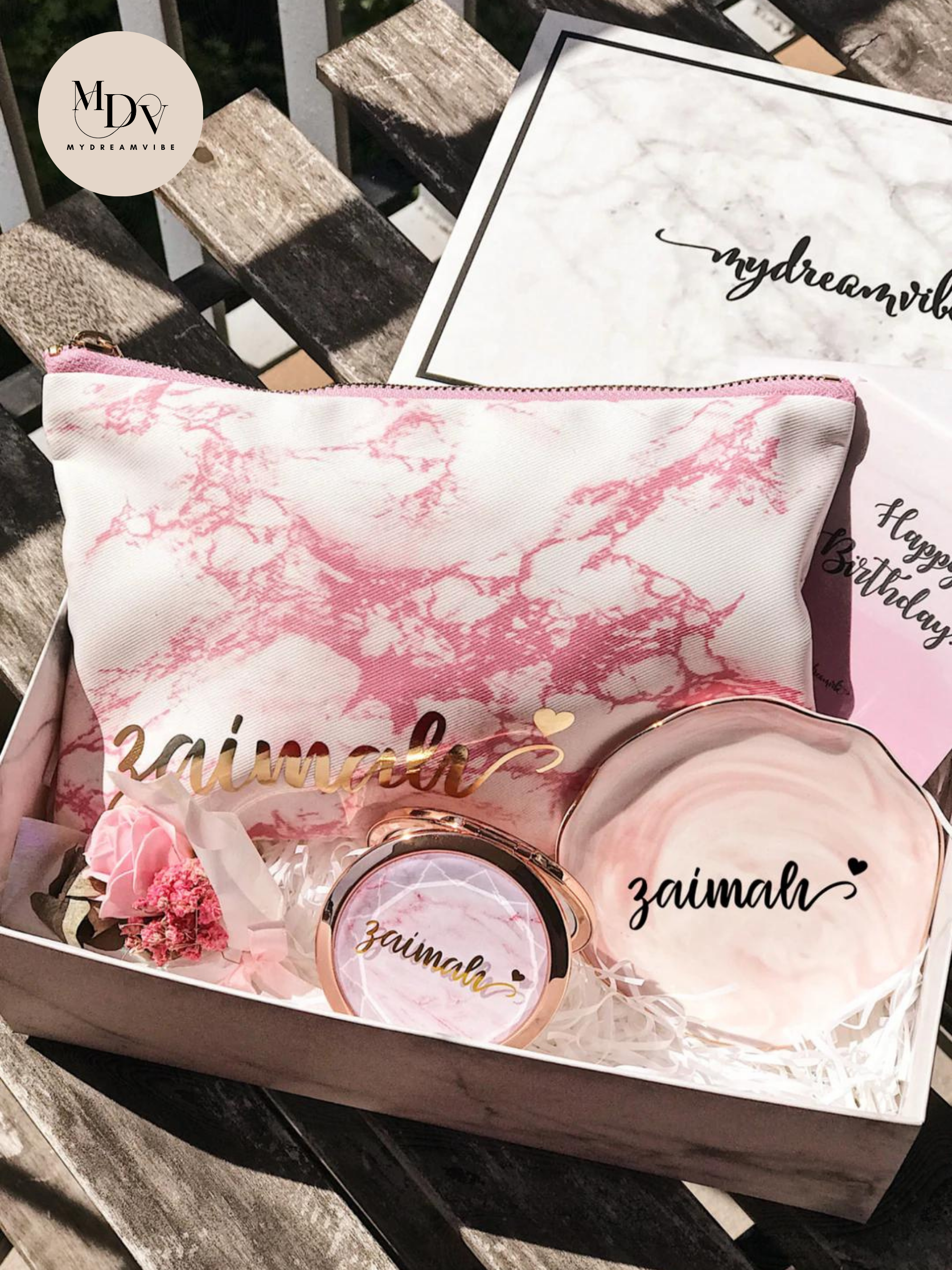 Marble Pouch With Mirror And Trinket Tray *More Colours-MyDreamVibe.Co