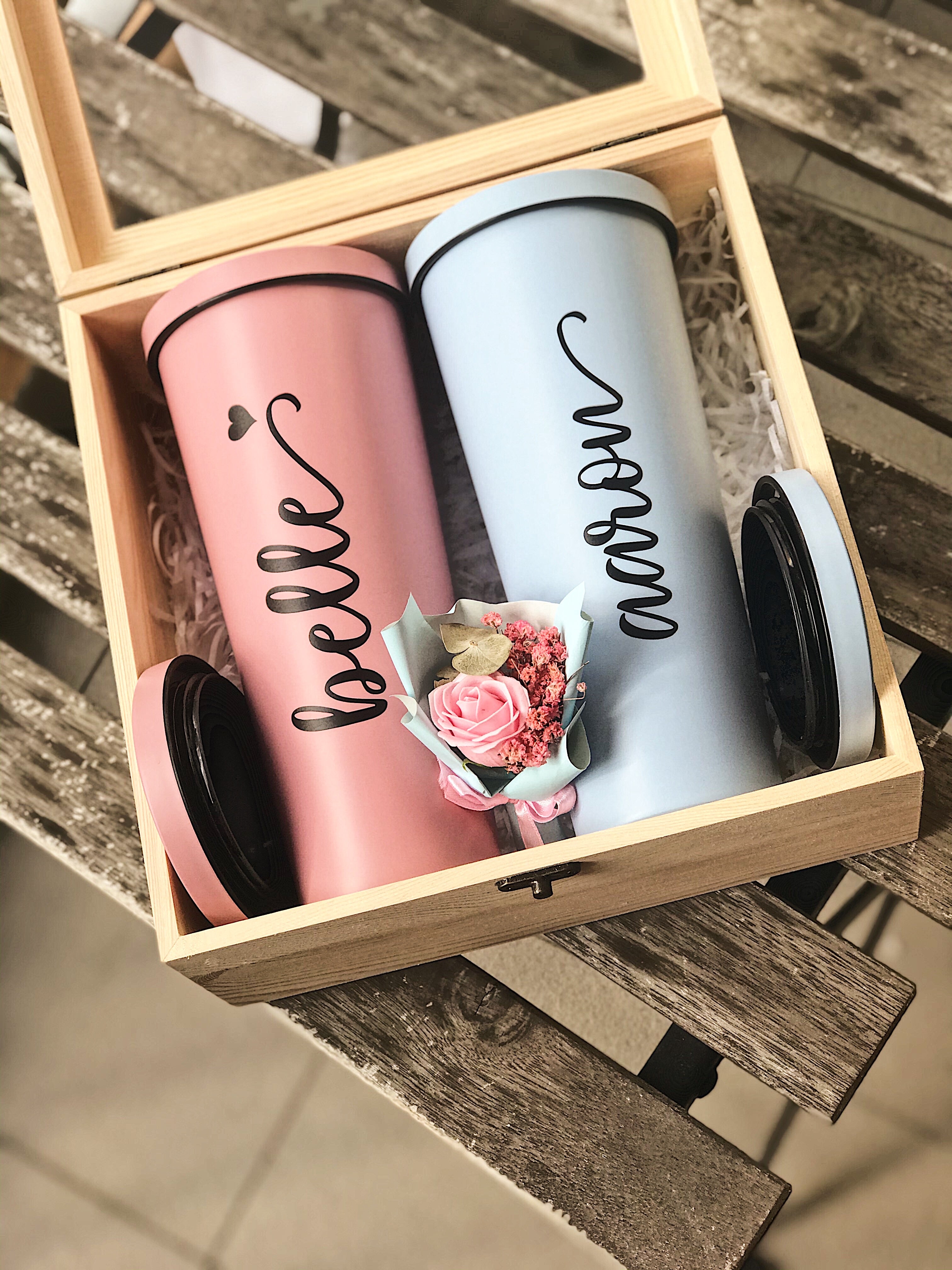 750ml Couple Double Wall Stainless Steel Bubble Tea Tumbler with Straw-MyDreamVibe.Co