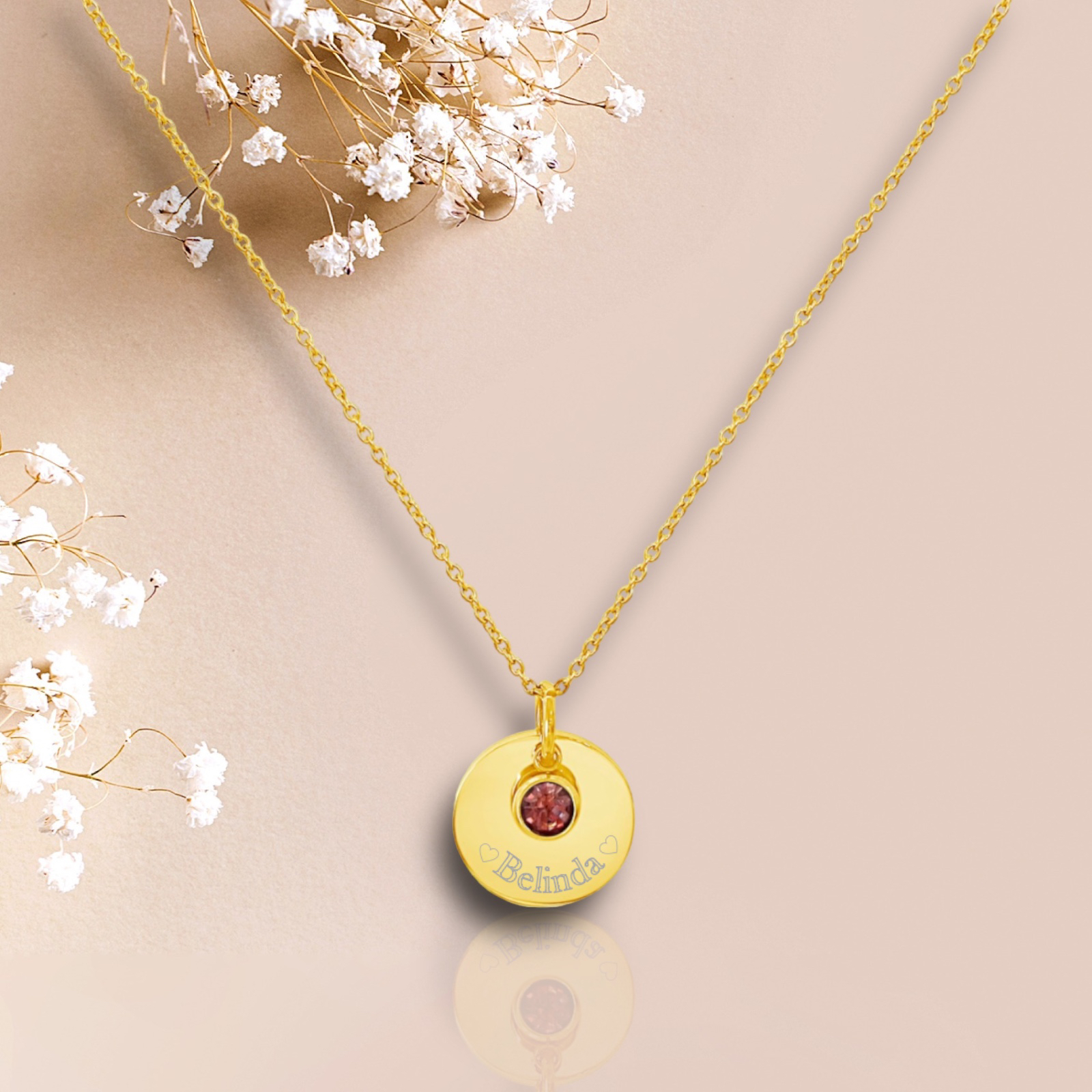 Birthstone Charm Necklace - Gold
