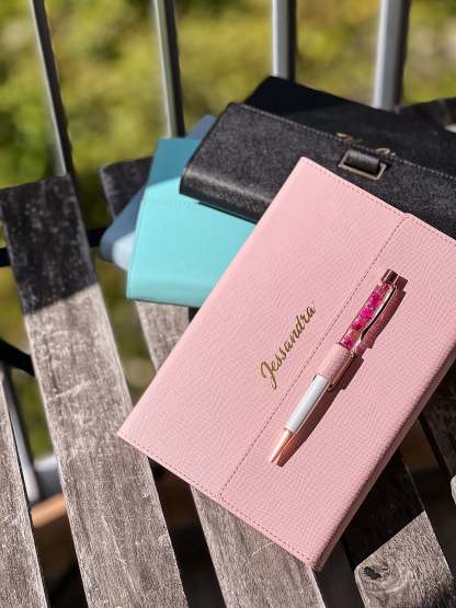 A5 PU Saffiano Leather Notebook Holder with Card Slots (Option to Add Pen)-MyDreamVibe.Co