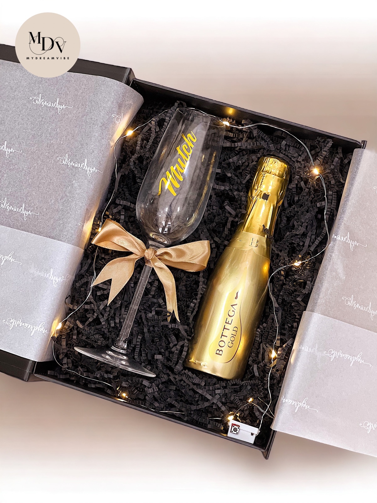 Perfect Champagne Gift - Choice of Moet / Bottega Mini with Champagne Glass