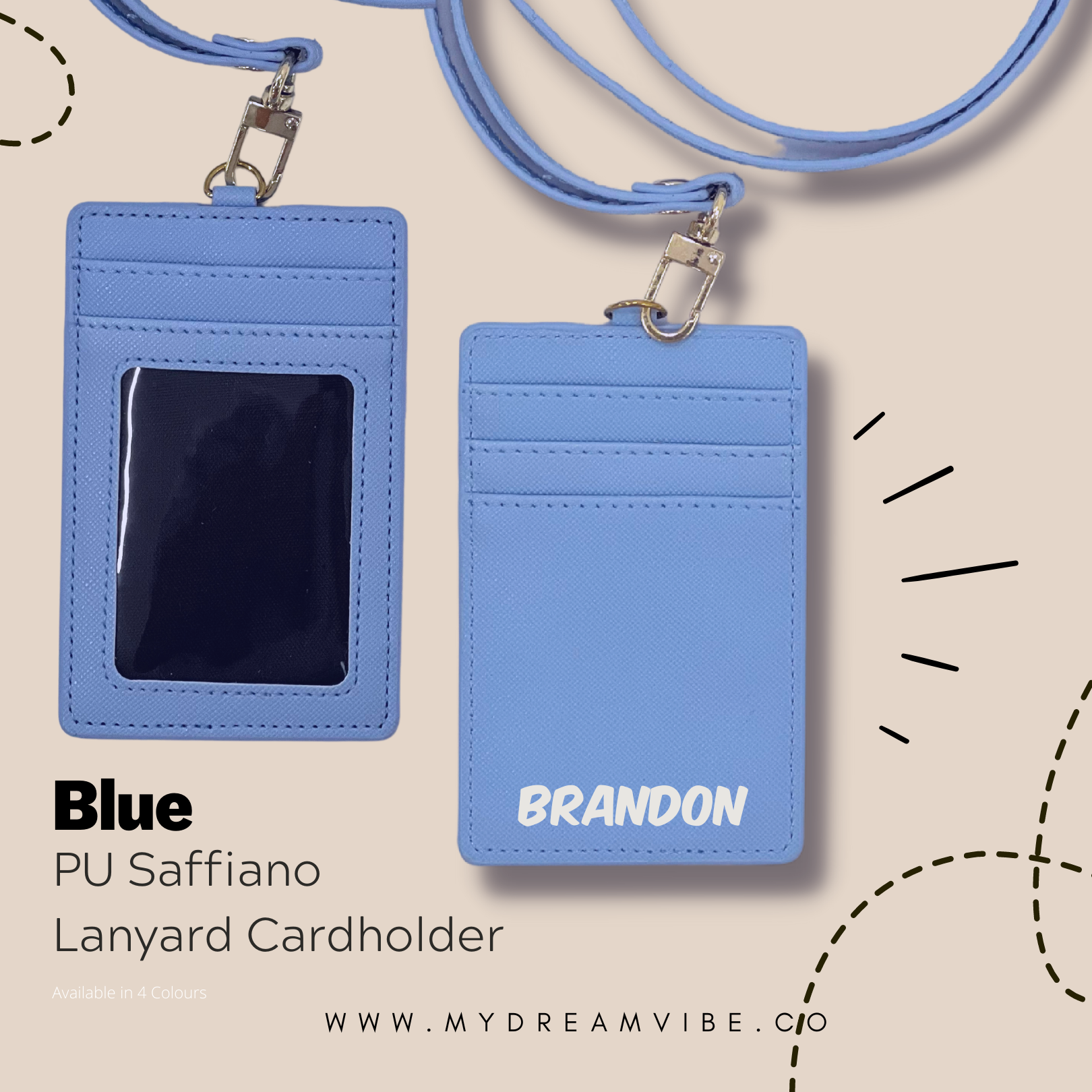 PU Saffiano Leather Lanyard Cardholder-MyDreamVibe.Co