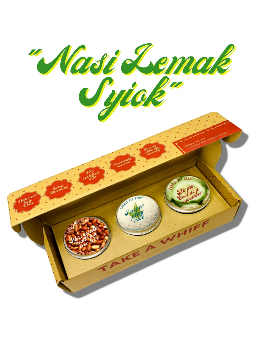  "Nasi Lemak Syiok" - Set Of 3 Travel Candles